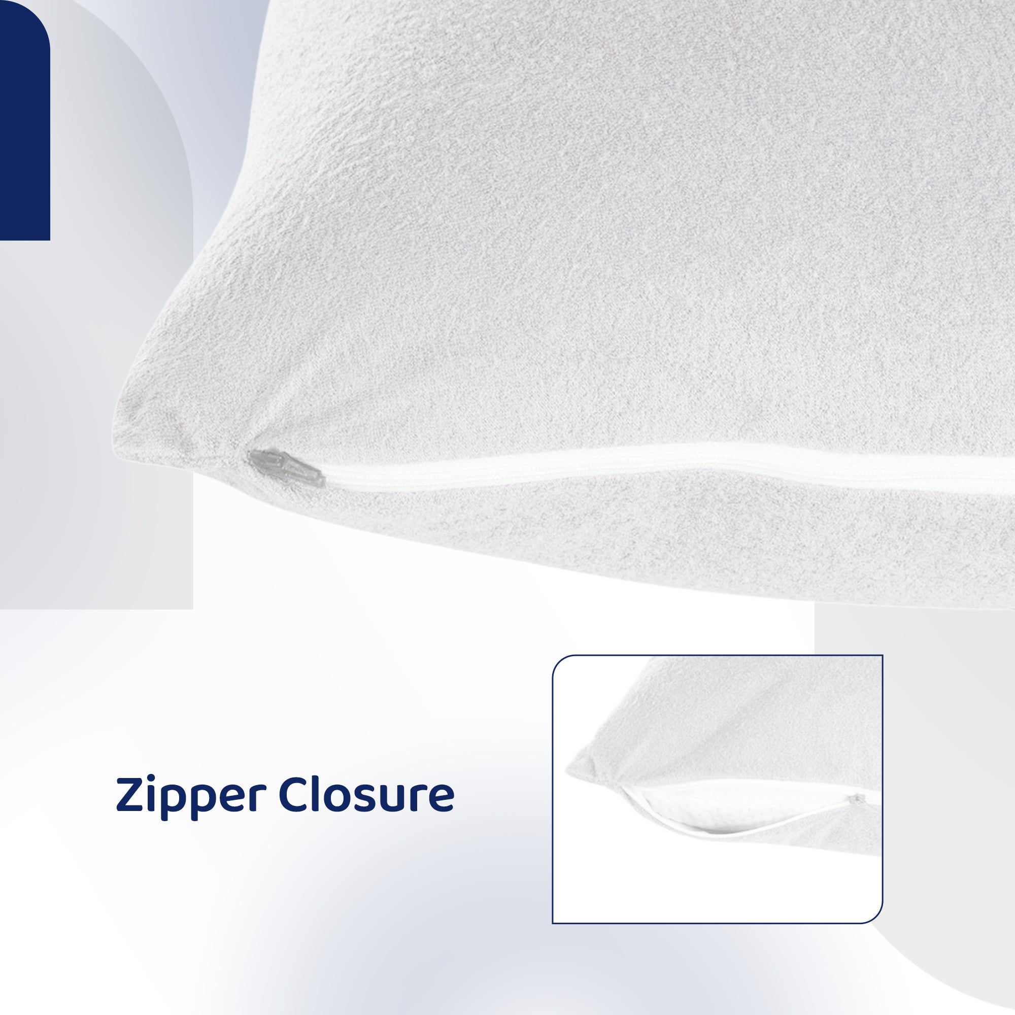 Terry Pillow Protector Cover with Zipper – White Set of 6 | GADDA CO