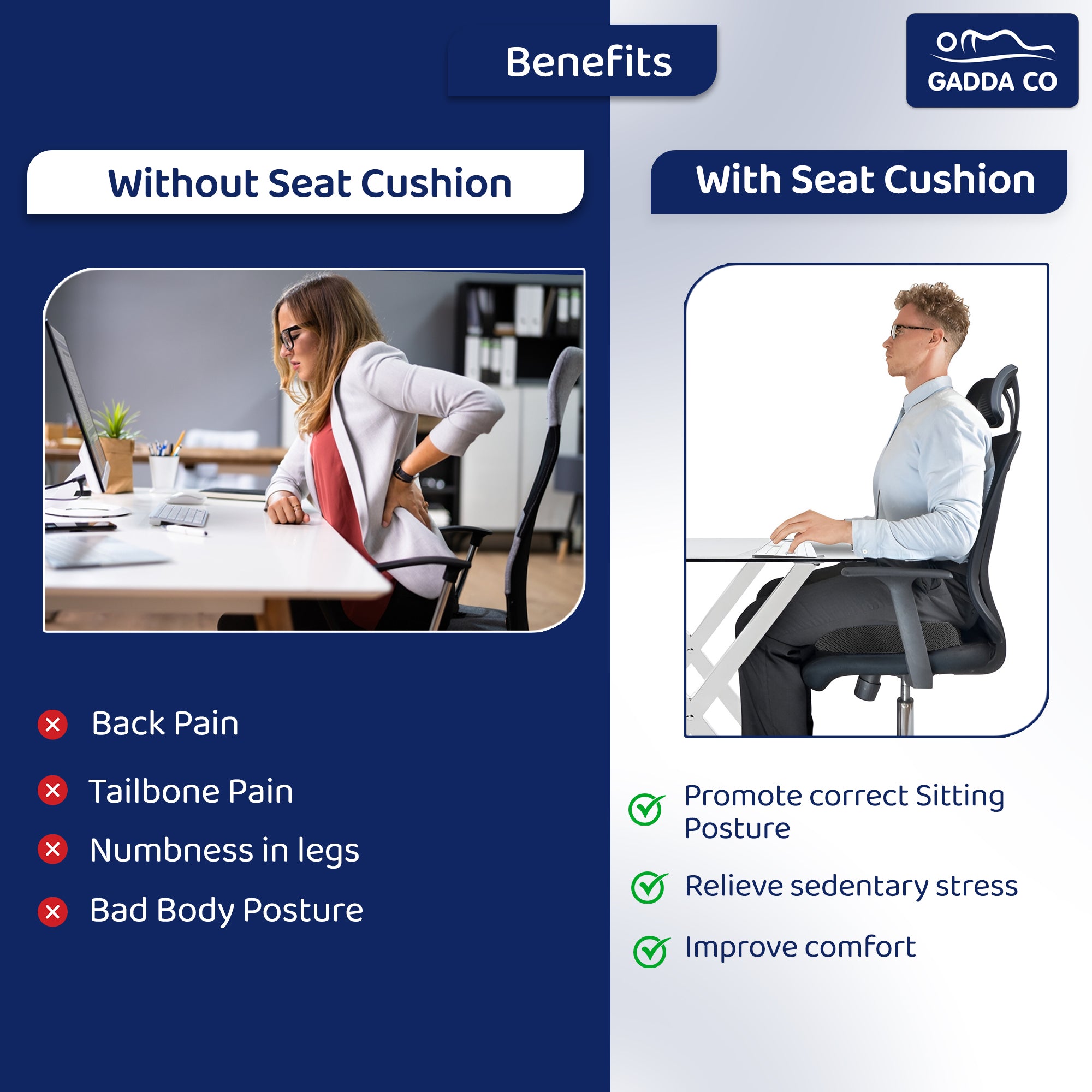 Orthopedic Memory Foam Seat Cushion | GADDA CO