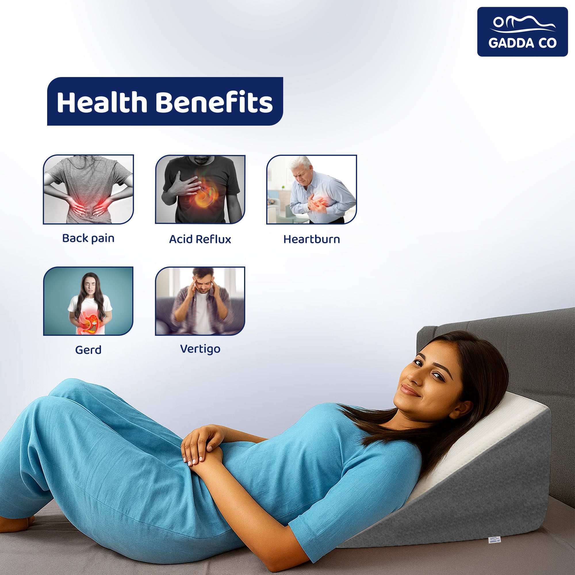 Wedge Pillow for Acid Reflux, GERD & Sleeping | GADDA CO