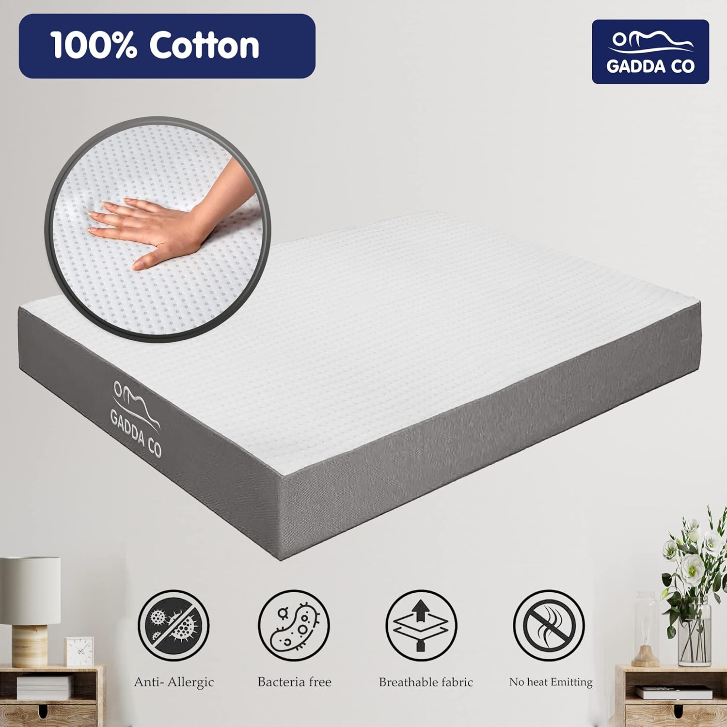 Memory Foam Mattress Twin Bed 72x48x6 Inch | GADDA CO