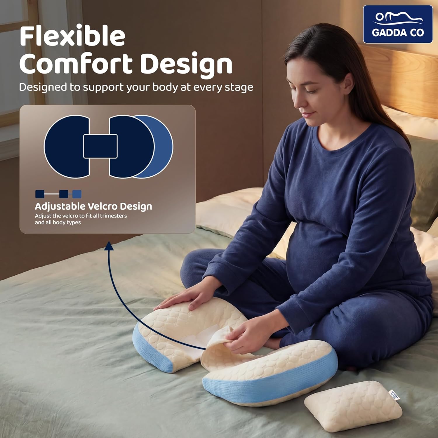 H-Shape Pregnancy Pillow — Blue | Back, Belly & Leg Support | Gadda Co