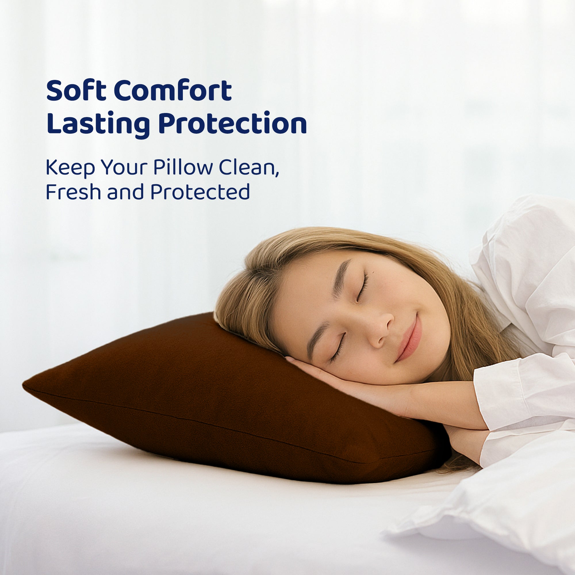 Terry Pillow Protector Cover with Zipper – Coffee Set of 2 | GADDA CO