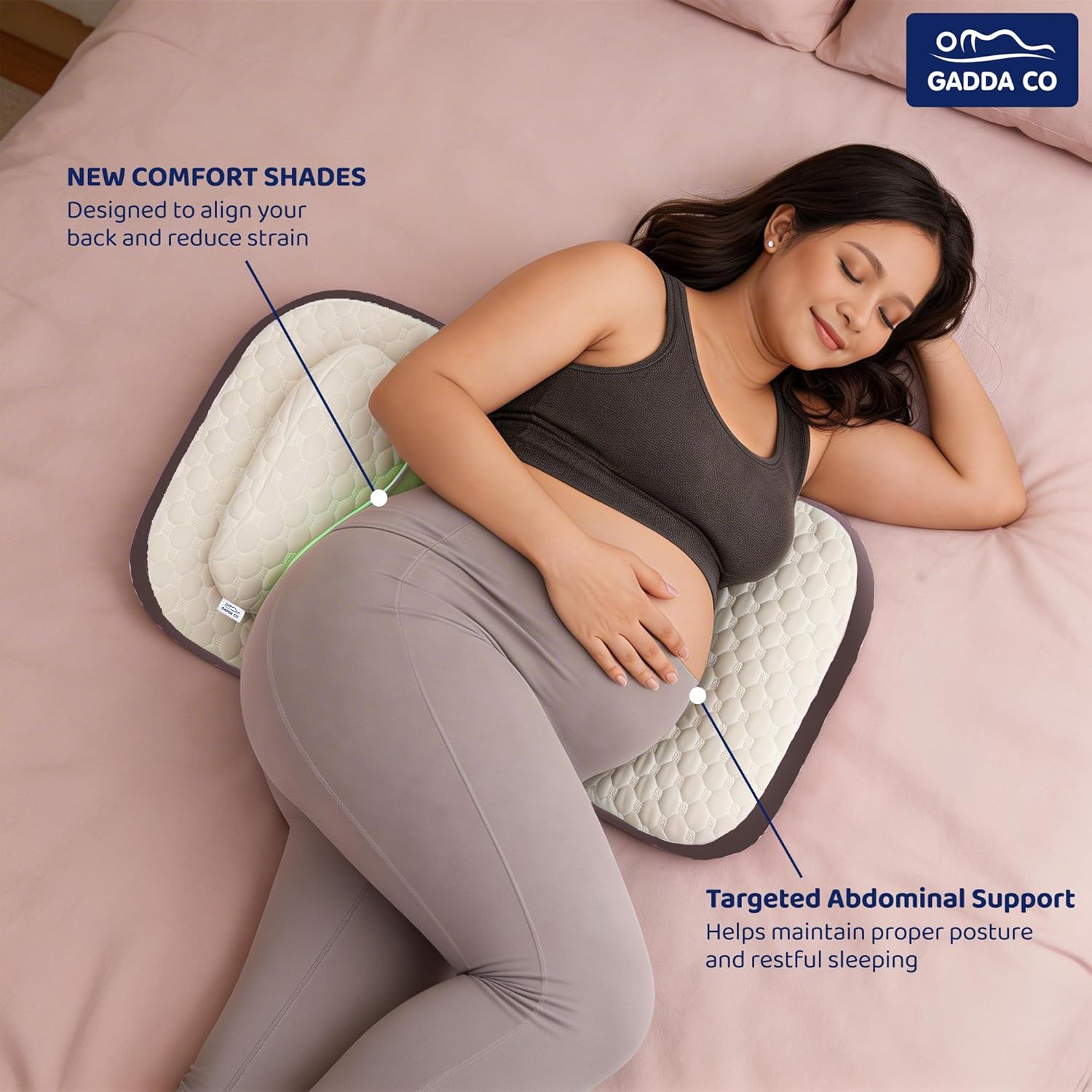 H-Shape Pregnancy Pillow | 30° Back & Belly Support | With Leg Pillow | Gadda Co
