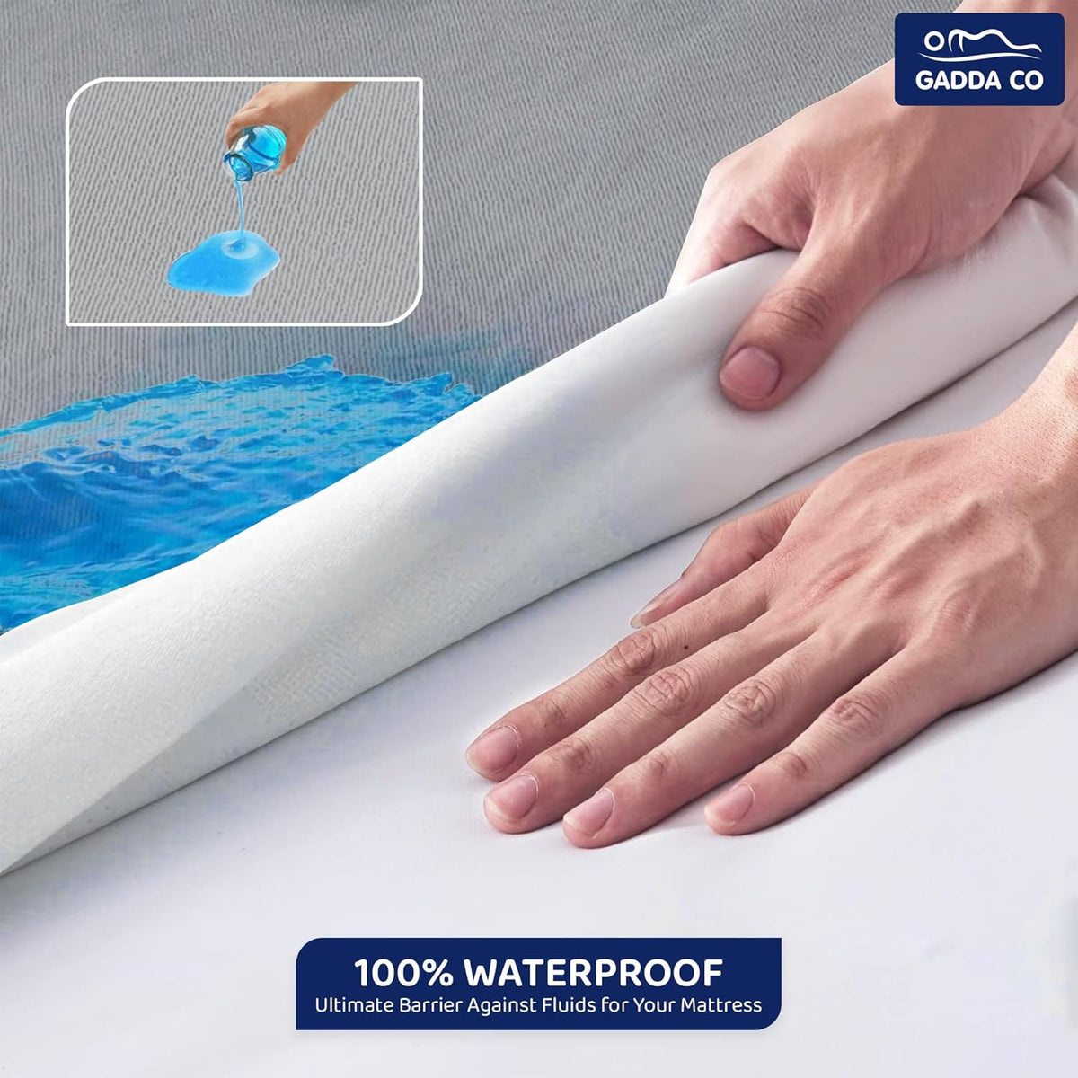 GADDA CO. Ultra Soft Waterproof Mattress Protector – Queen Size, Light Grey | Cotton-Feel Terry, 360° Fitted Elastic, 10" Deep Pocket