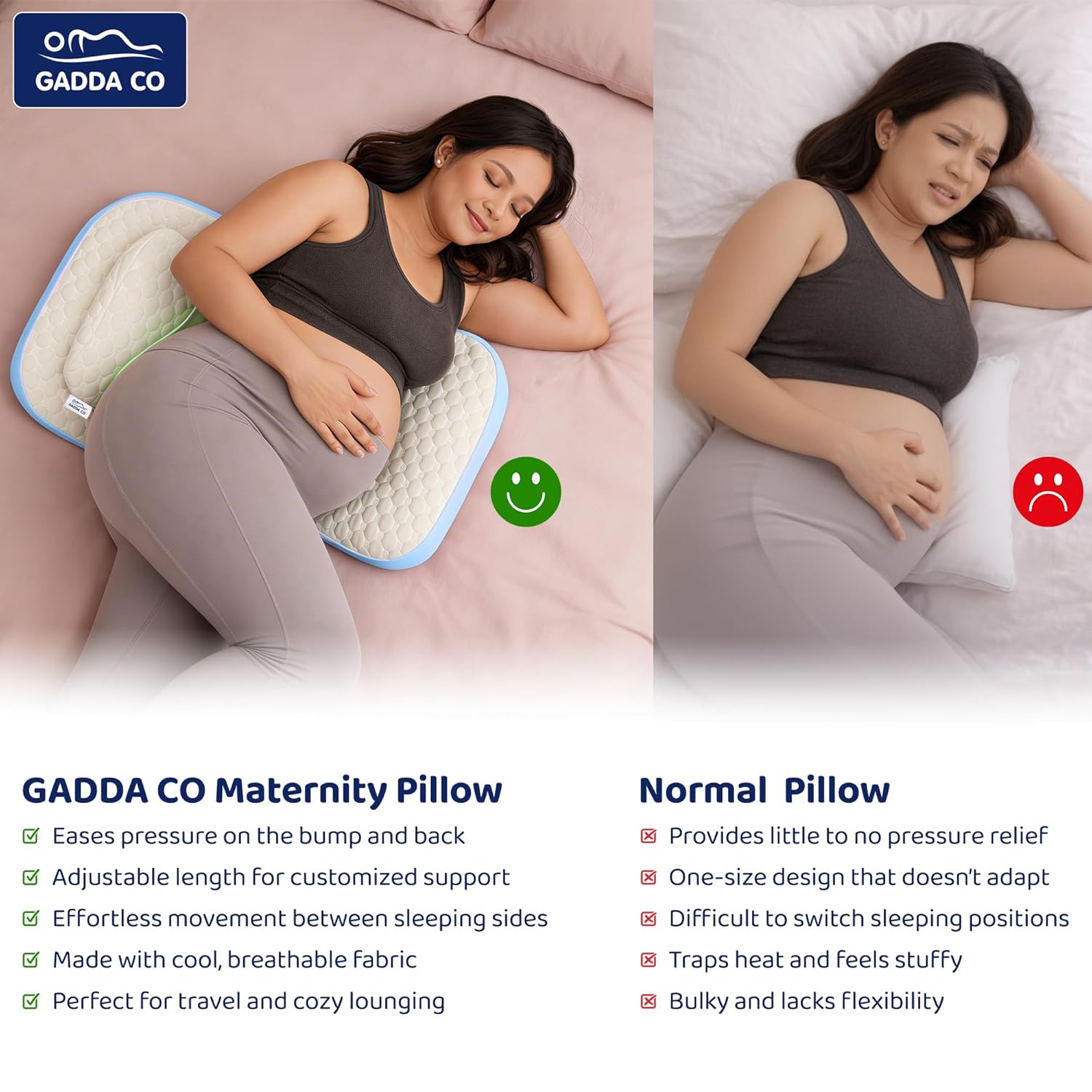H-Shape Pregnancy Pillow — Blue | Back, Belly & Leg Support | Gadda Co