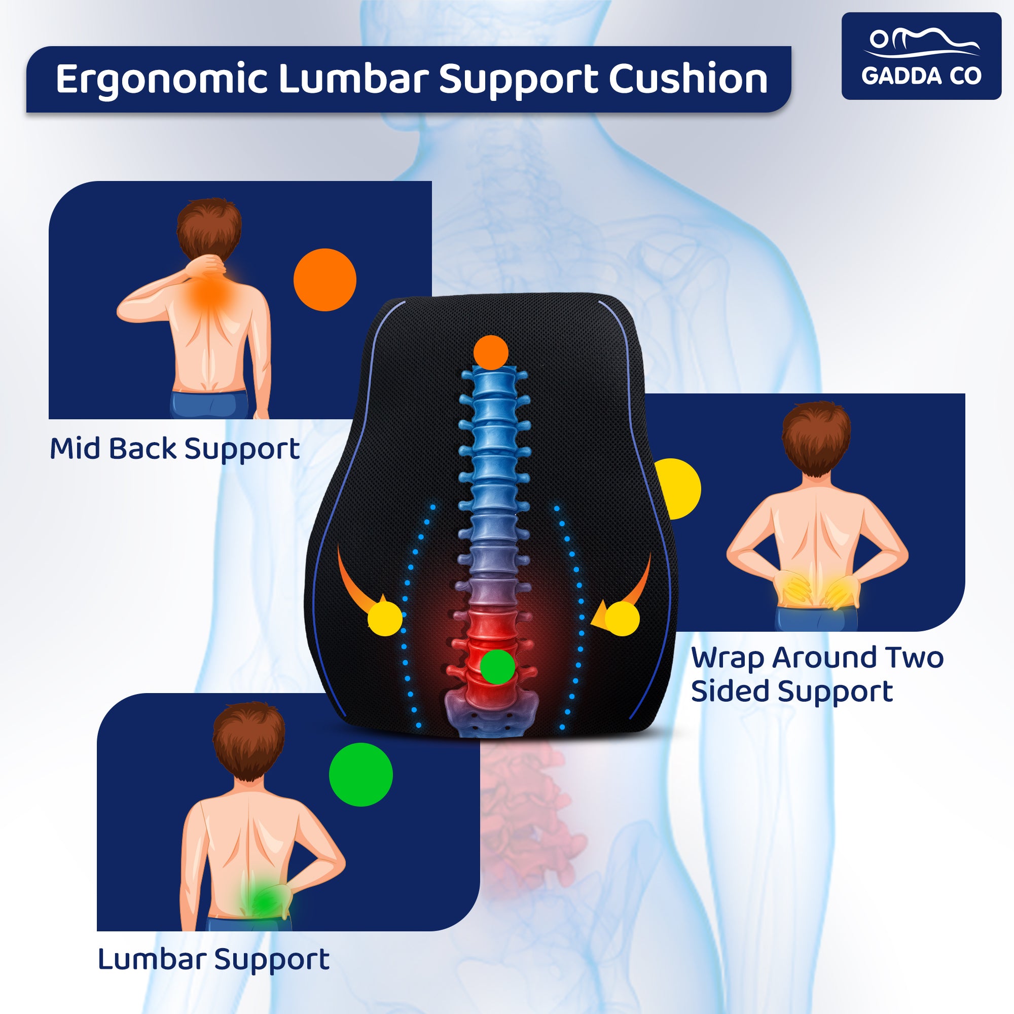Lumbar Back Support Cushion for Car Seat | GADDA CO