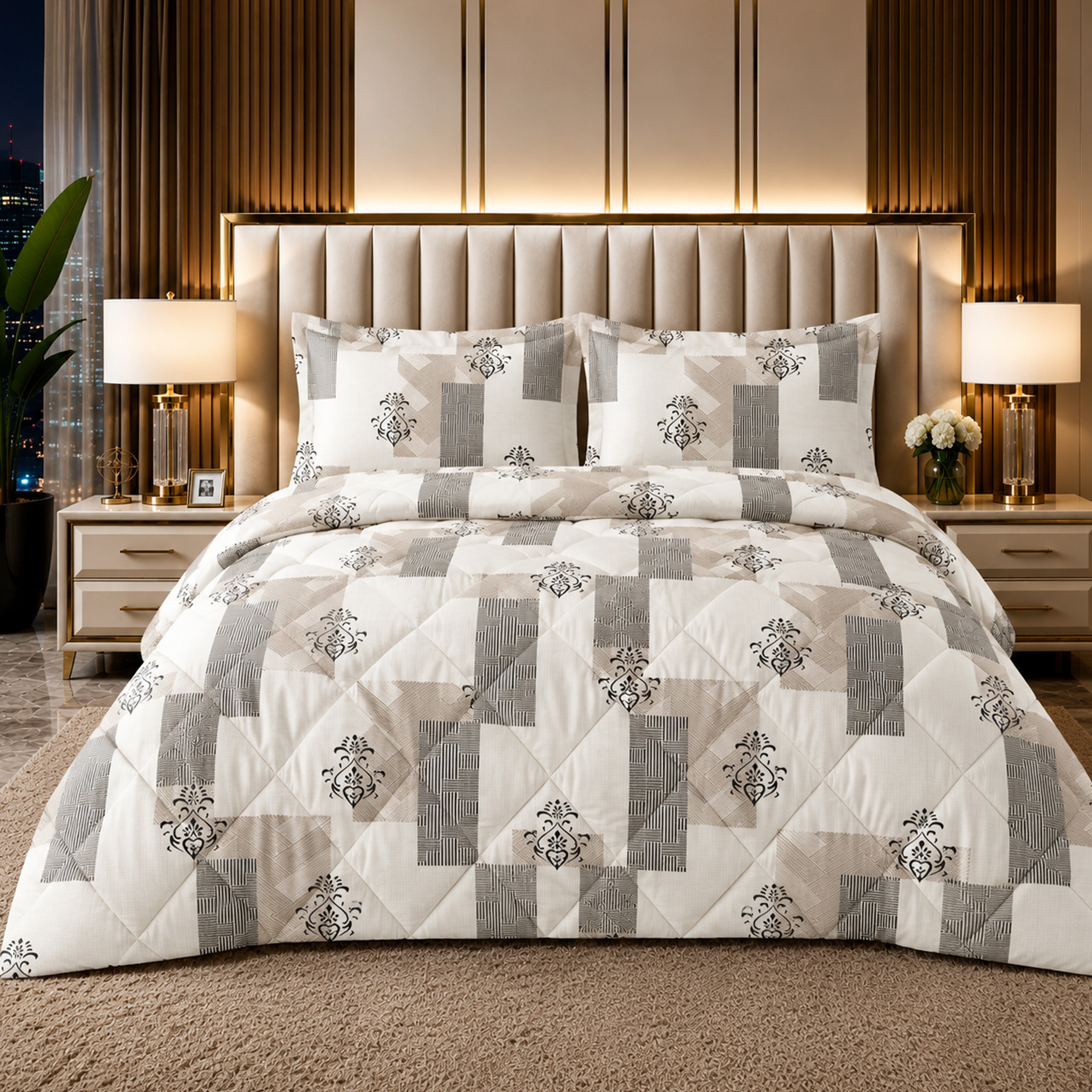 Reversible AC & Winter Glace Cotton Comforter | Premium 220 GSM, 300 TC Ultra Soft Microfiber Comforter/Blanket/Quilt/Duvets for Double Bed | All Season| King Size -100 x 90 Inch | Off White
