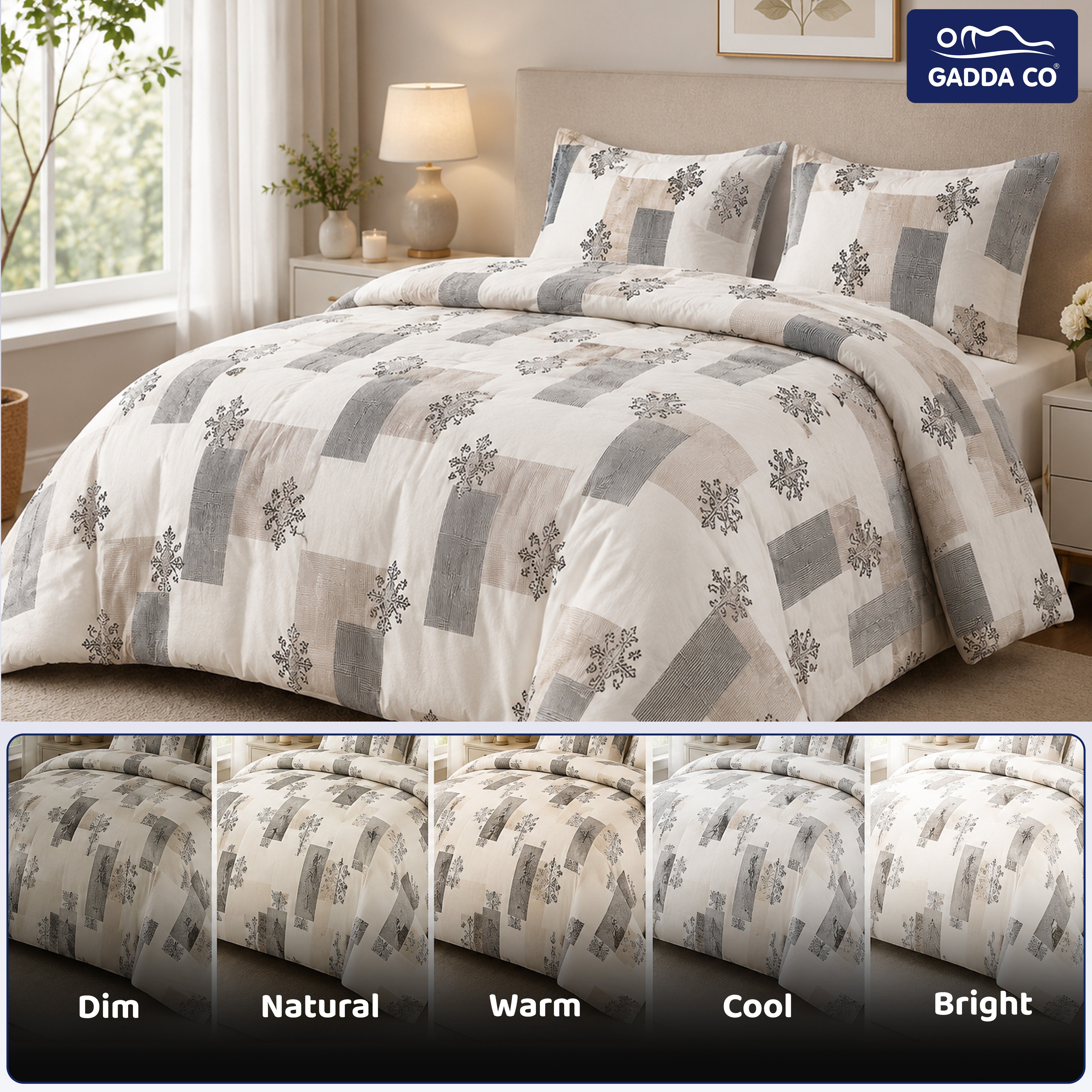 Reversible AC & Winter Glace Cotton Comforter | Premium 220 GSM, 300 TC Ultra Soft Microfiber Comforter/Blanket/Quilt/Duvets for Double Bed | All Season| King Size -100 x 90 Inch | Off White