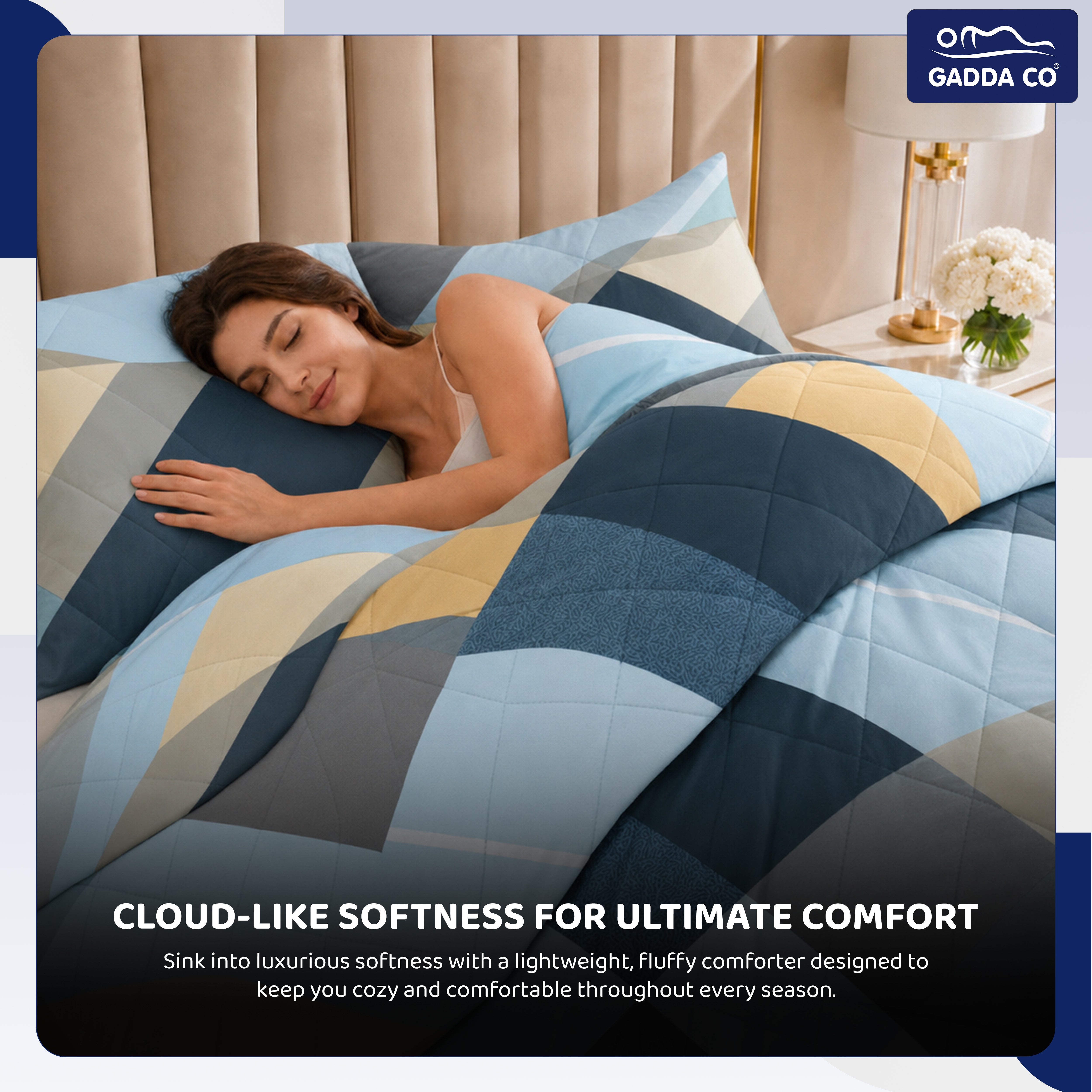 Reversible AC & Winter Glace Cotton Comforter | Premium 220 GSM, 300 TC Ultra Soft Microfiber Comforter/Blanket/Quilt/Duvets for Double Bed | All Season| King Size - 100 x 90 Inch | Sea Blue