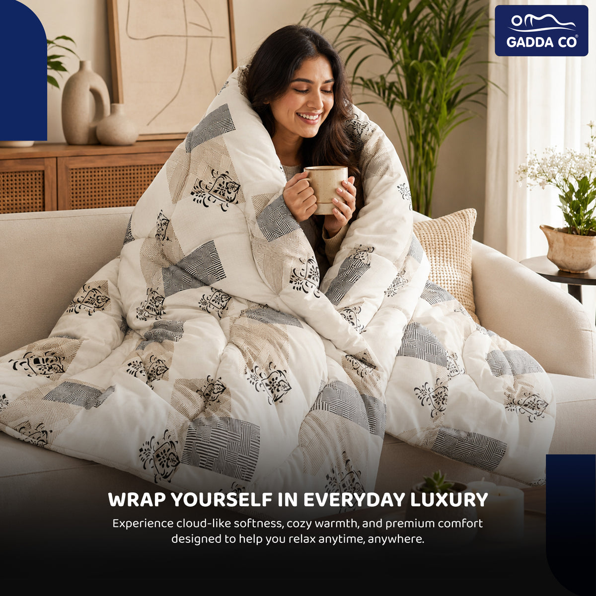 Reversible AC & Winter Glace Cotton Comforter | Premium 220 GSM, 300 TC Ultra Soft Microfiber Comforter/Blanket/Quilt/Duvets for Double Bed | All Season| King Size -100 x 90 Inch | Off White