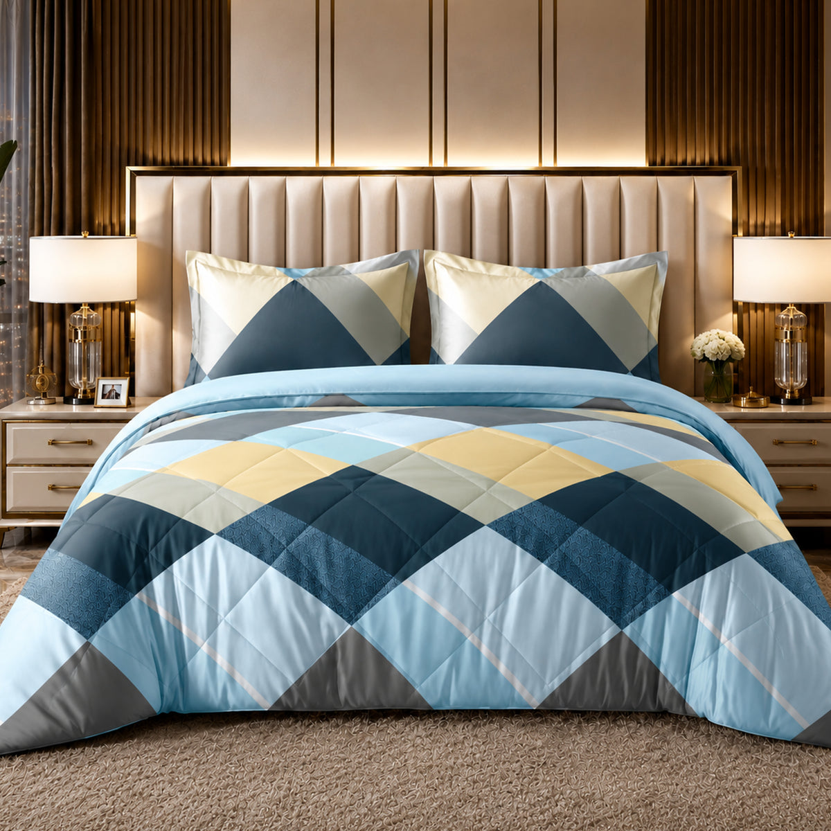 Reversible AC & Winter Glace Cotton Comforter | Premium 220 GSM, 300 TC Ultra Soft Microfiber Comforter/Blanket/Quilt/Duvets for Double Bed | All Season| King Size - 100 x 90 Inch | Sea Blue