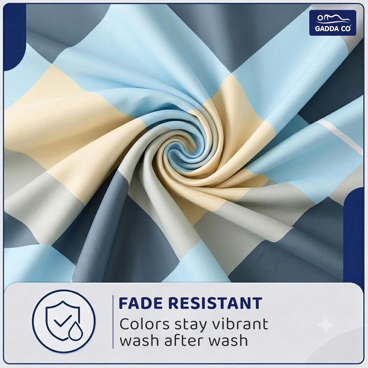 GADDA CO 300 TC Glace Cotton 360 Elastic Fitted Printed Bedsheet for Queen Size (78 x 60 Inch) Cotton with 2 Pillow Covers| Sea Blue