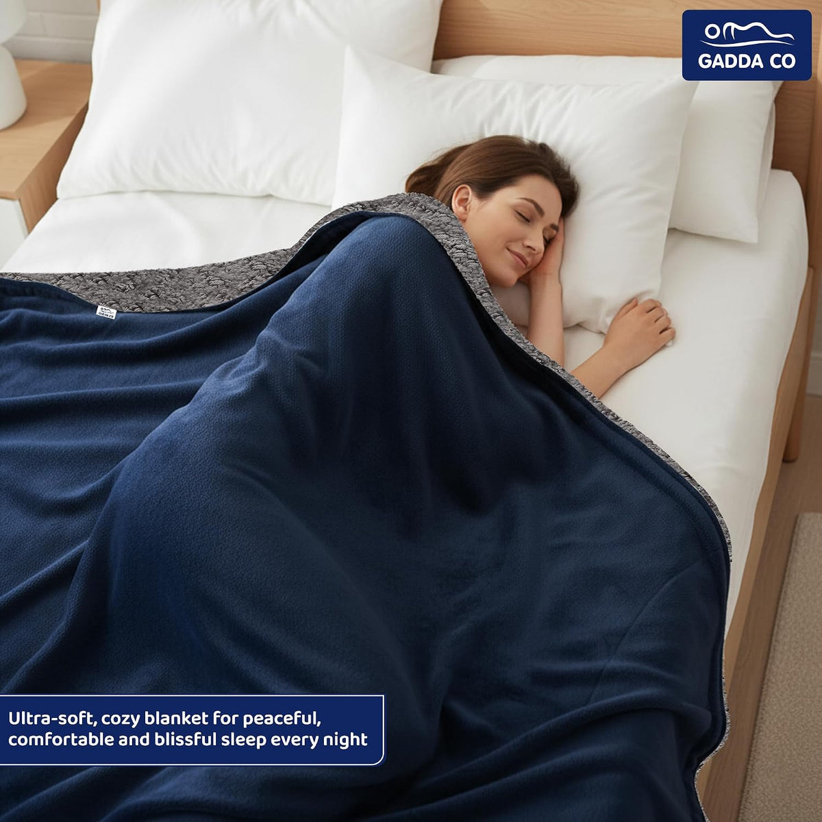 GADDA CO Super Soft Flannel Sherpa Reversible Blanket/Comforter/Dohar for Double Bed 220 x 228 cm