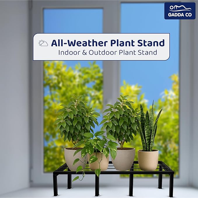 Gadda Co. Heavy-Duty Heavy-Duty Rectangular Iron Plant Stand (Pack of 4) | 60 x 22 x 11 cm