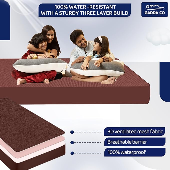 Gadda Co Premium Ultra-Soft Single Bed Waterproof Mattress Protector Coffee Brown