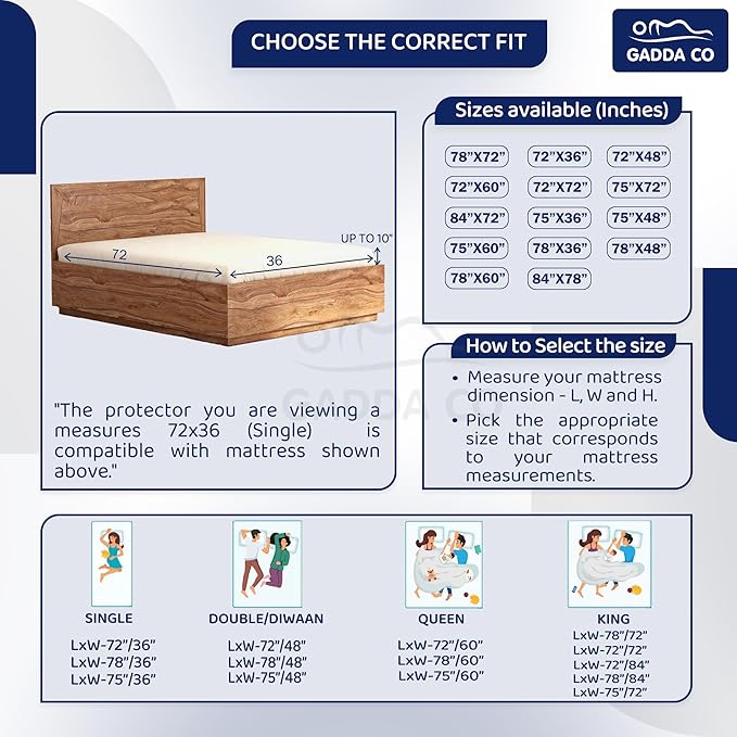 Gadda Co Premium Ultra-Soft Single Bed Waterproof Mattress Protector Coffee Brown