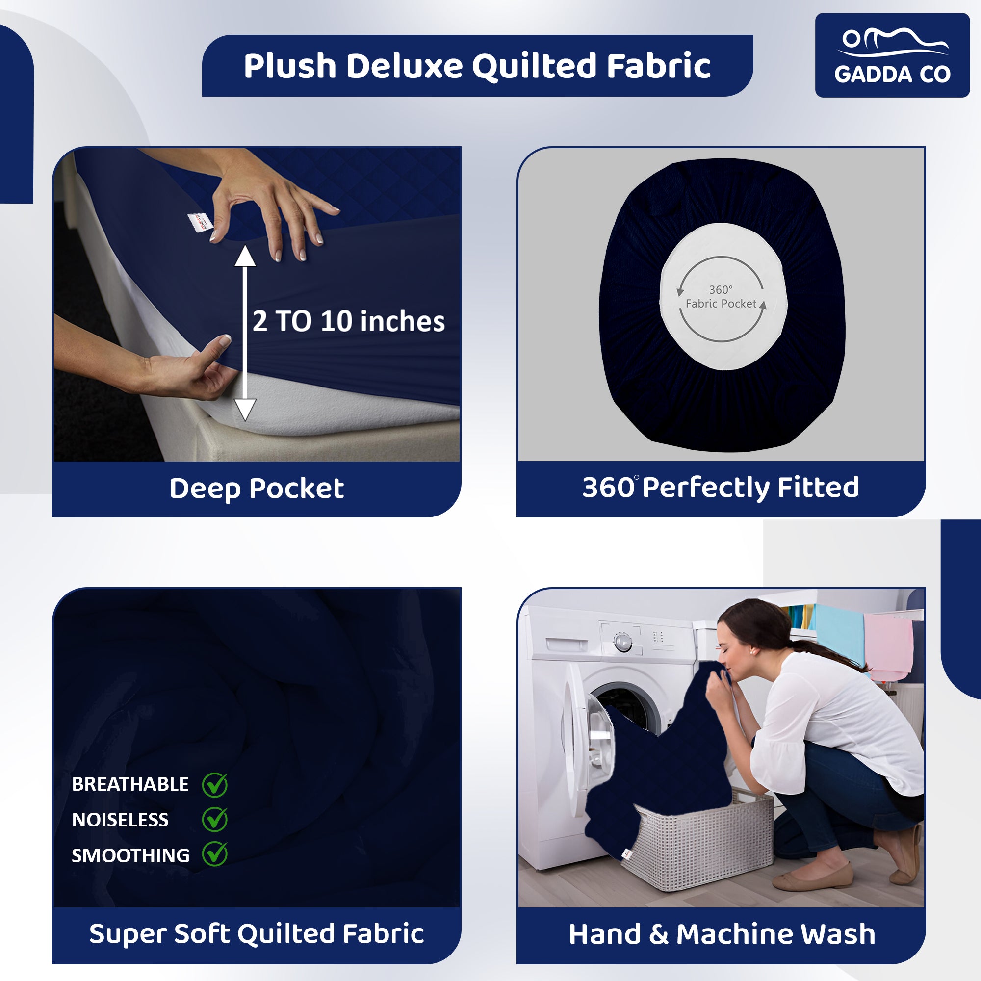 Waterproof Mattress Protector King Bed 78x72 – Dark Blue | GADDA CO