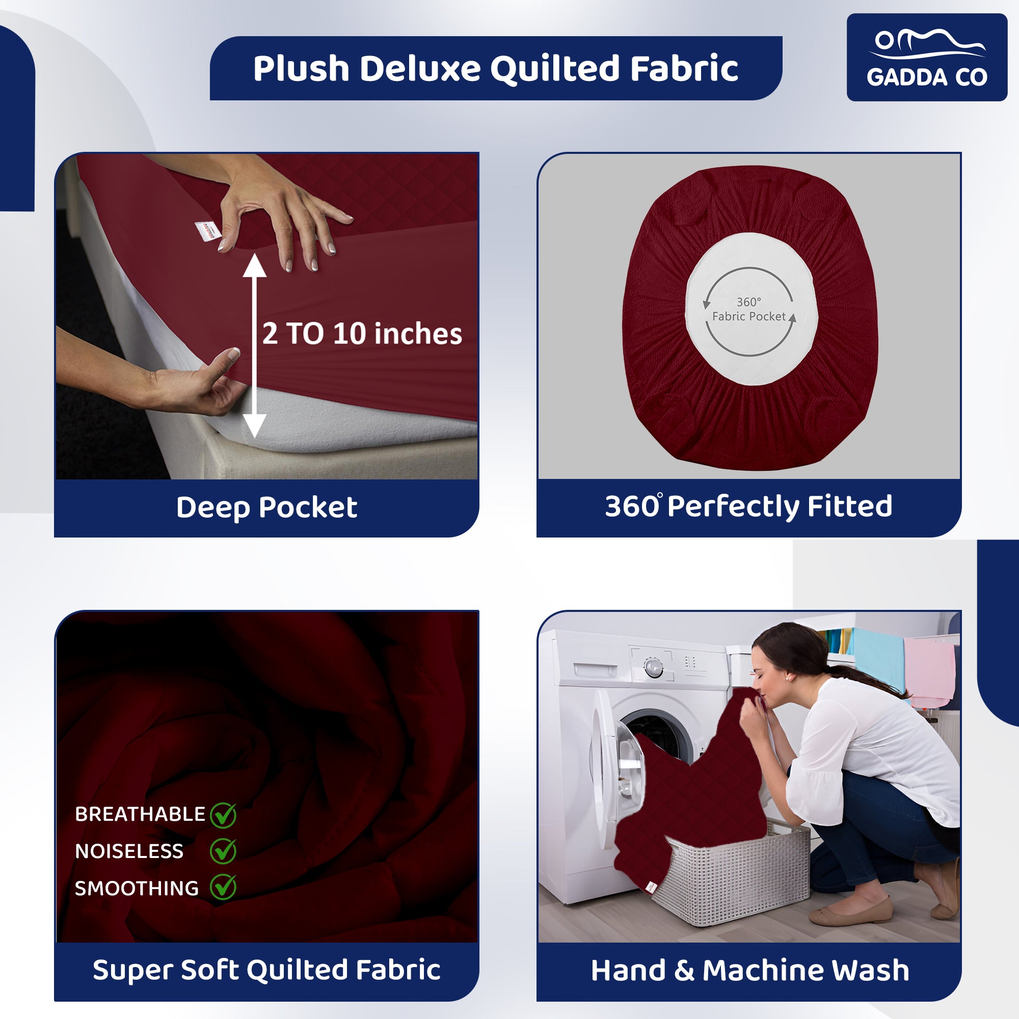 Waterproof Mattress Protector King Bed 78x72 – Maroon | GADDA CO