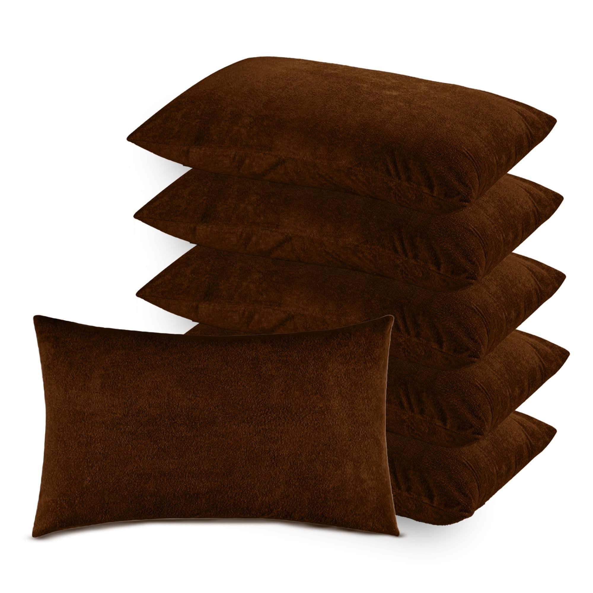 Soft Terry Coffee Colour Pillow Protector Cover with Zipper