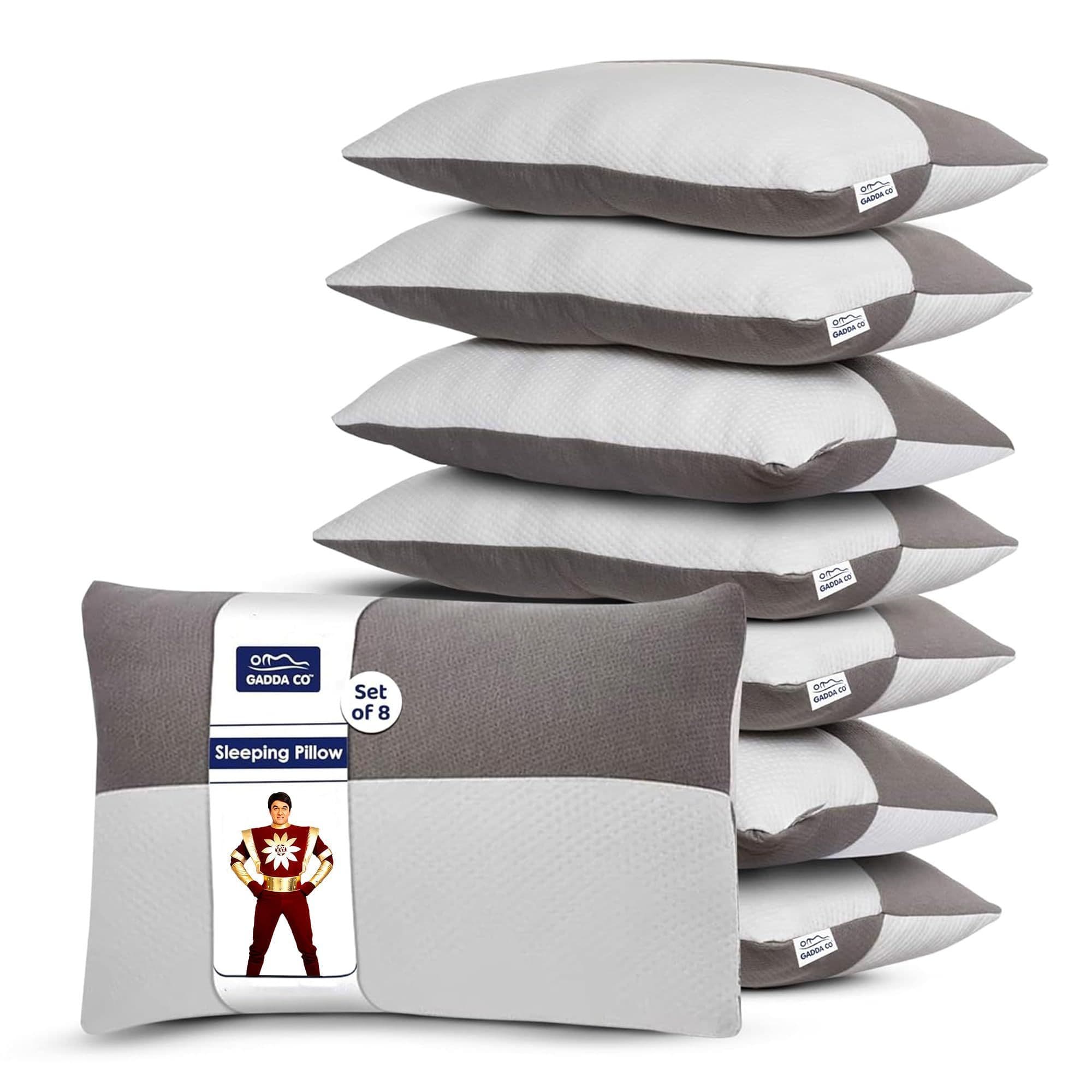 Hollow Sleeping Fiber White Grey Colour Pillow with Zip