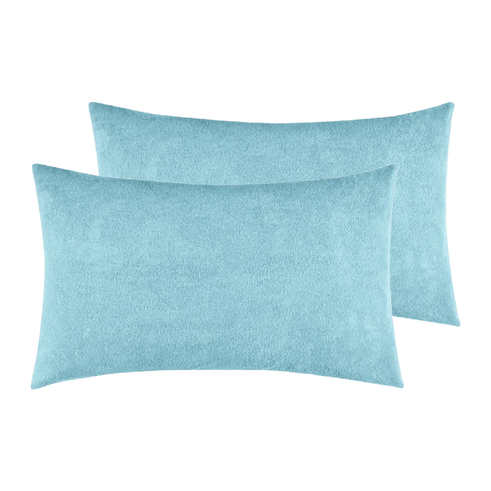 Soft Terry Blue Colour Pillow Protector Cover with Zipper | set of 2