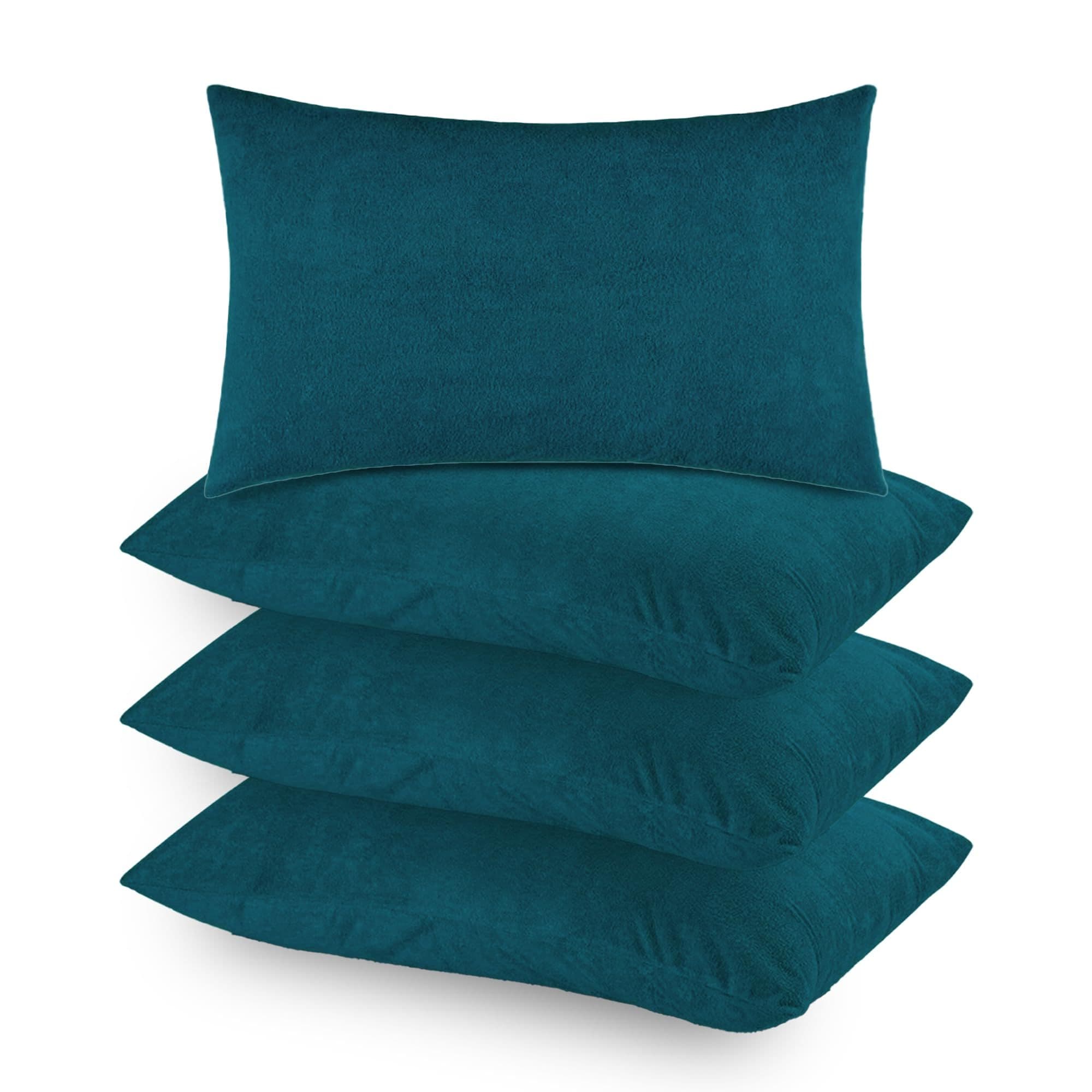 Soft Terry Peacock Colour Pillow Protector Cover with Zipper | set of 4