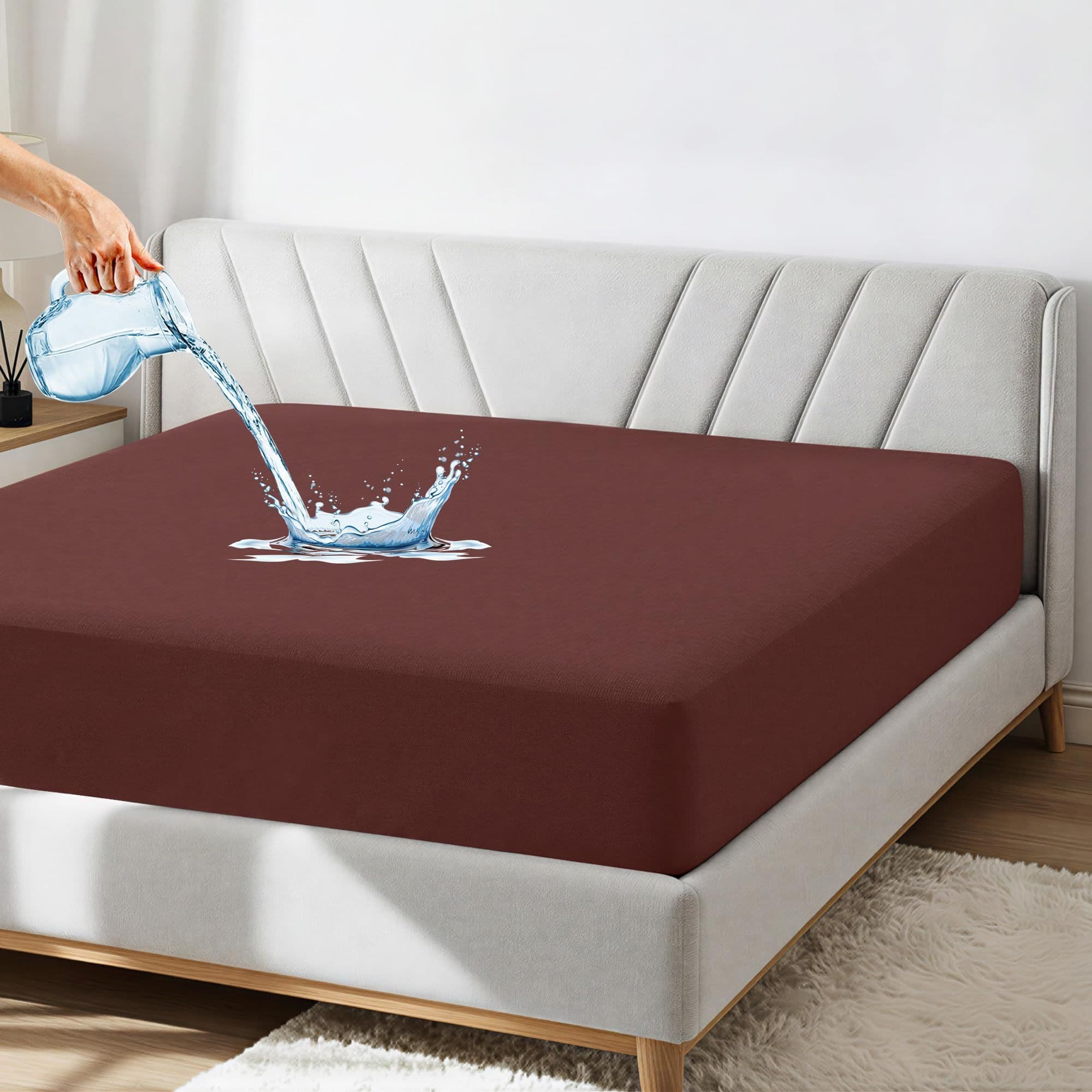 Bamboo Feel Cotton Coffee Colour Mattress Protector Double Bed 78x72 inch