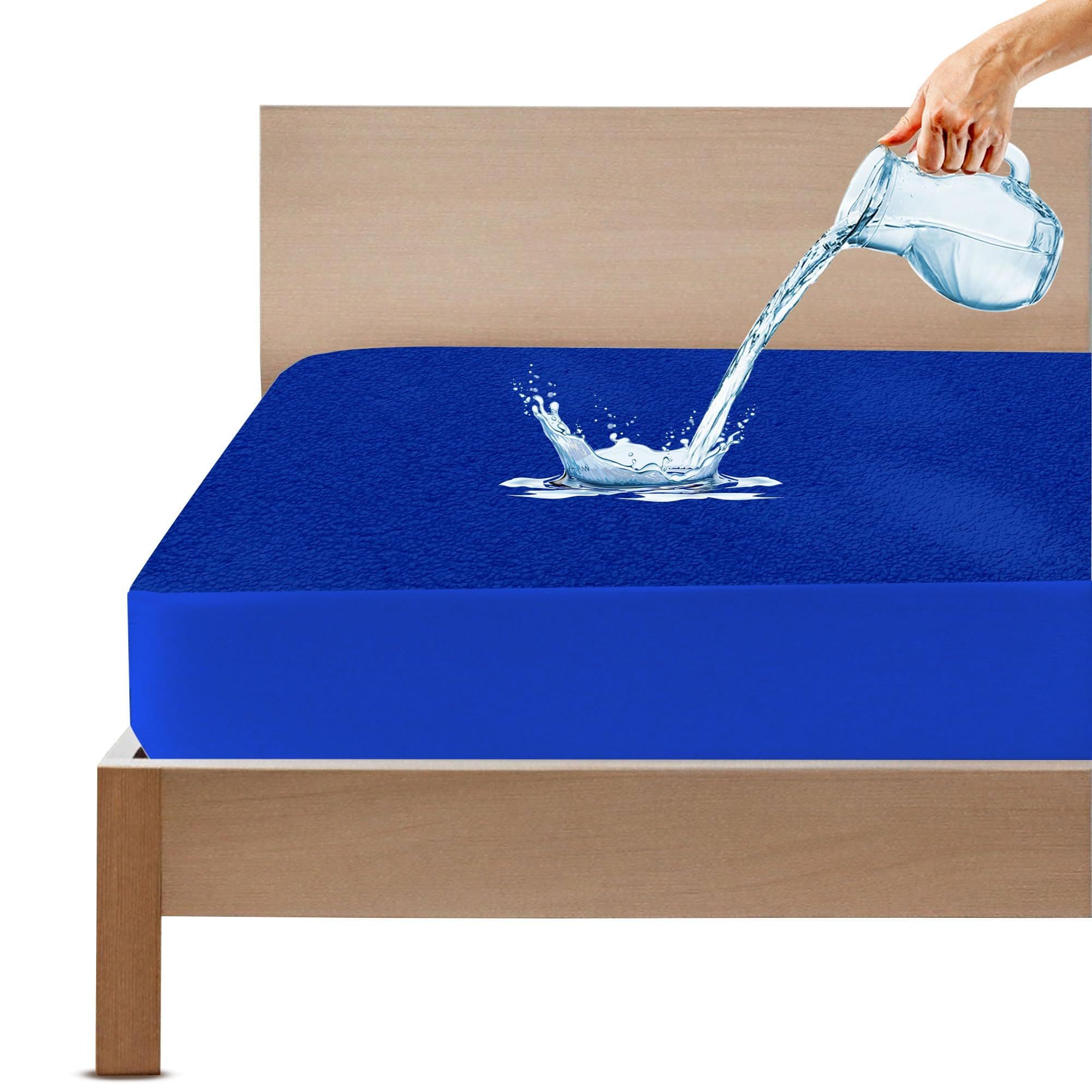 Cotton Feel Royal Blue Colour Mattress Protector Double Bed 72x75 Inch