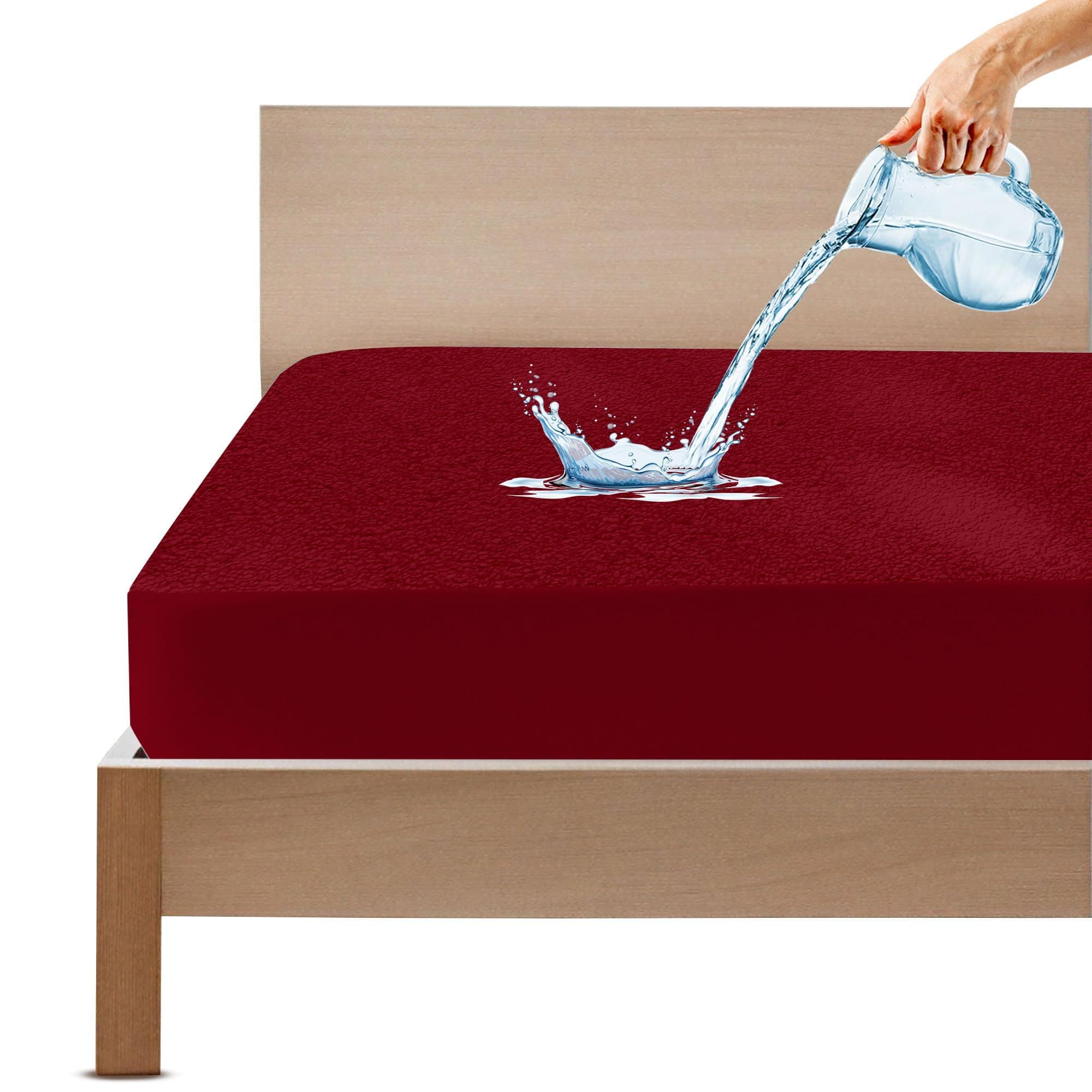 Cotton Feel Maroon Colour Mattress Protector Double Bed 72x72 Inch