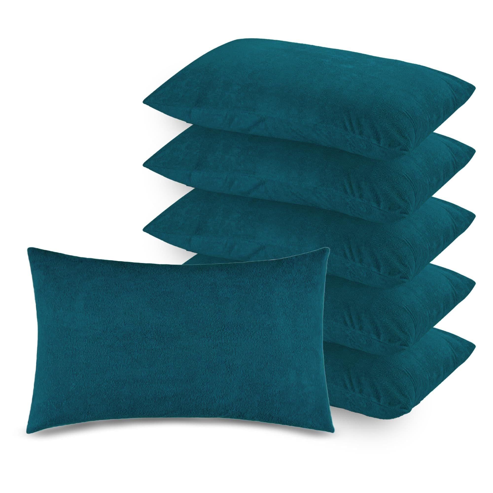 Soft Terry Peacock Colour Pillow Protector Cover with Zipper | set of 6
