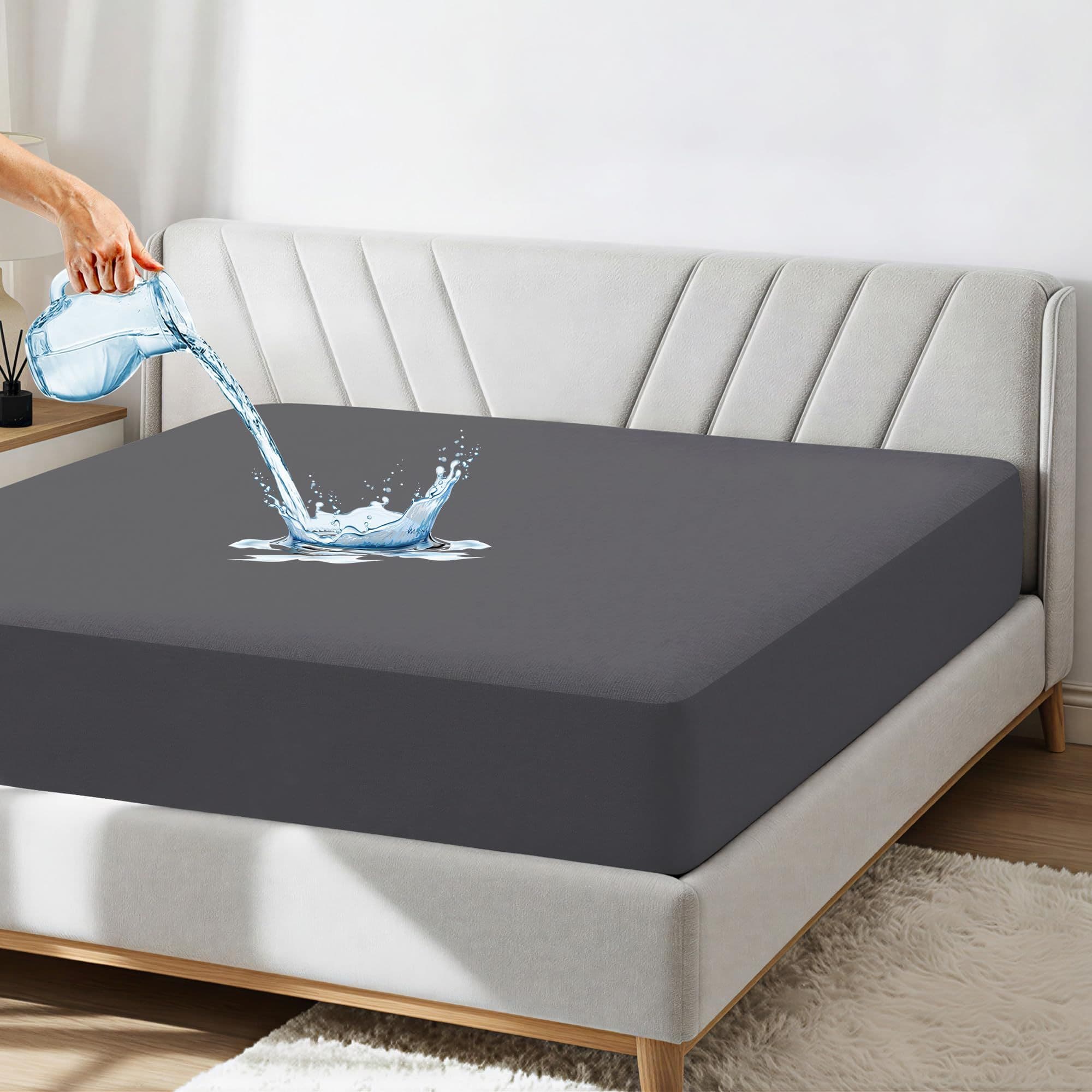 Bamboo Feel Cotton Grey Colour Mattress Protector Double Bed 72x72 inch