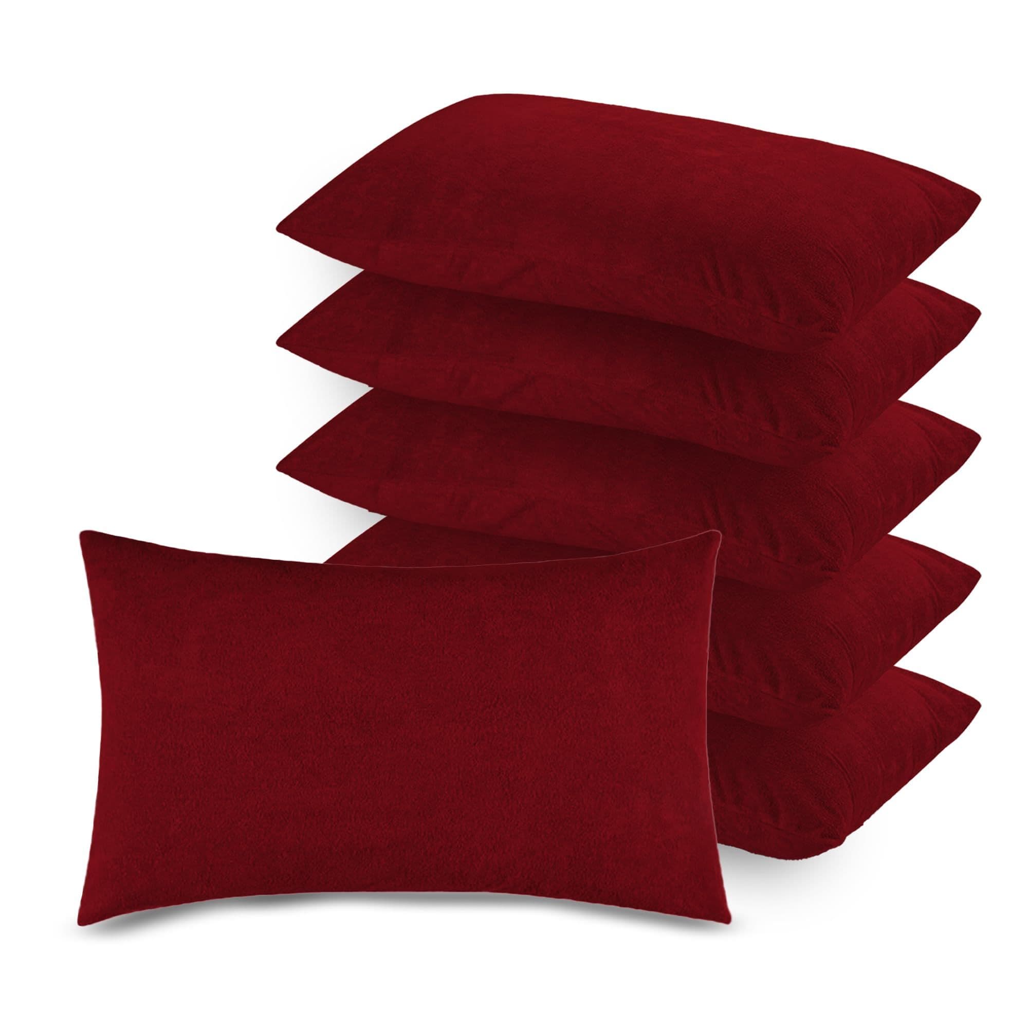 Soft Terry Maroon Colour Pillow Protector Cover with Zipper | set of 6