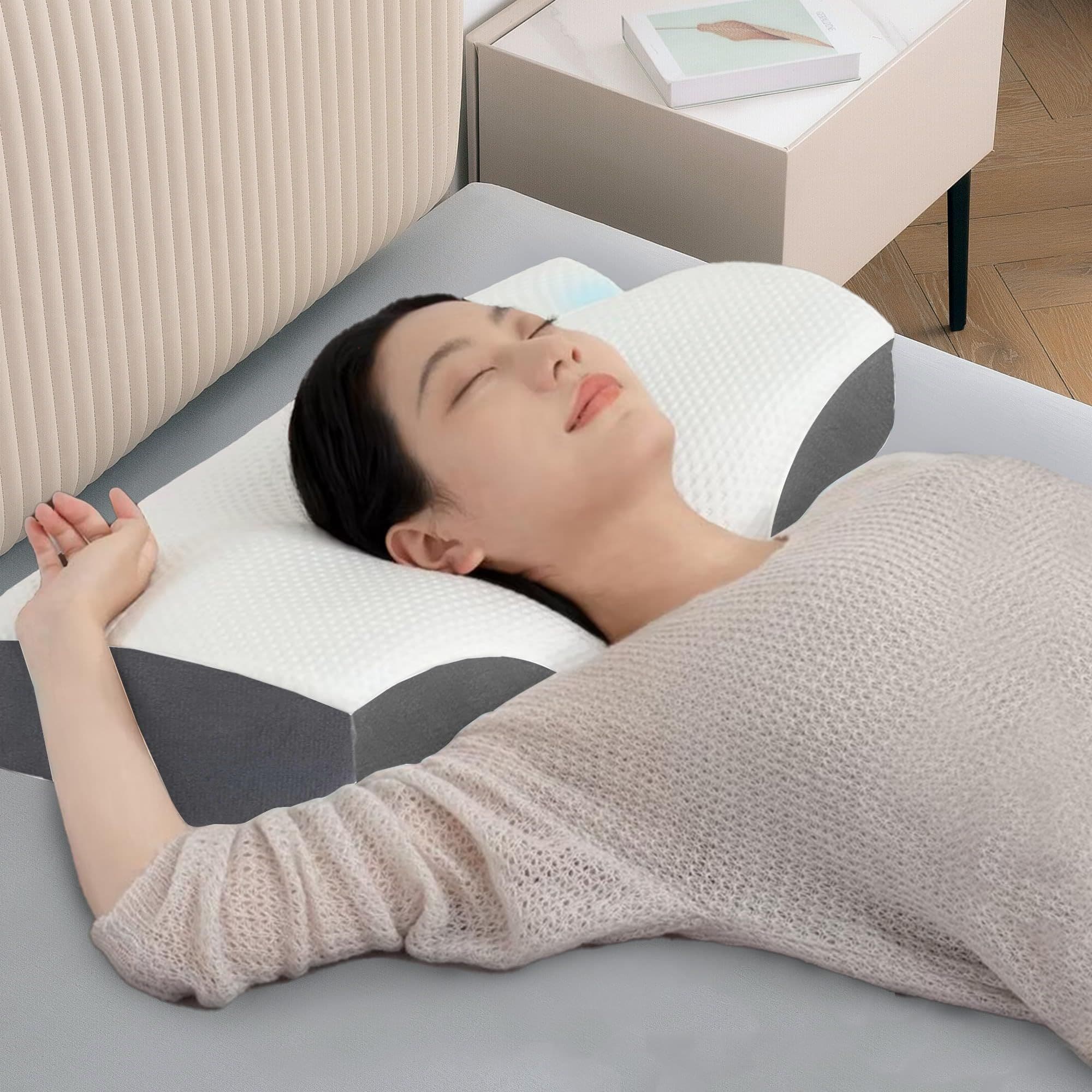Memory Foam Cervical Orthopedic Butterfly White Grey Colour Pillow 