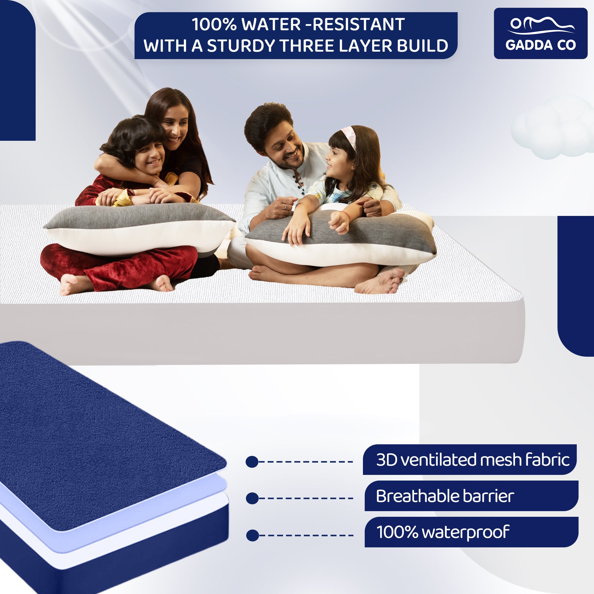 Cotton Feel White Colour Mattress Protector Double Bed 72x75 Inch