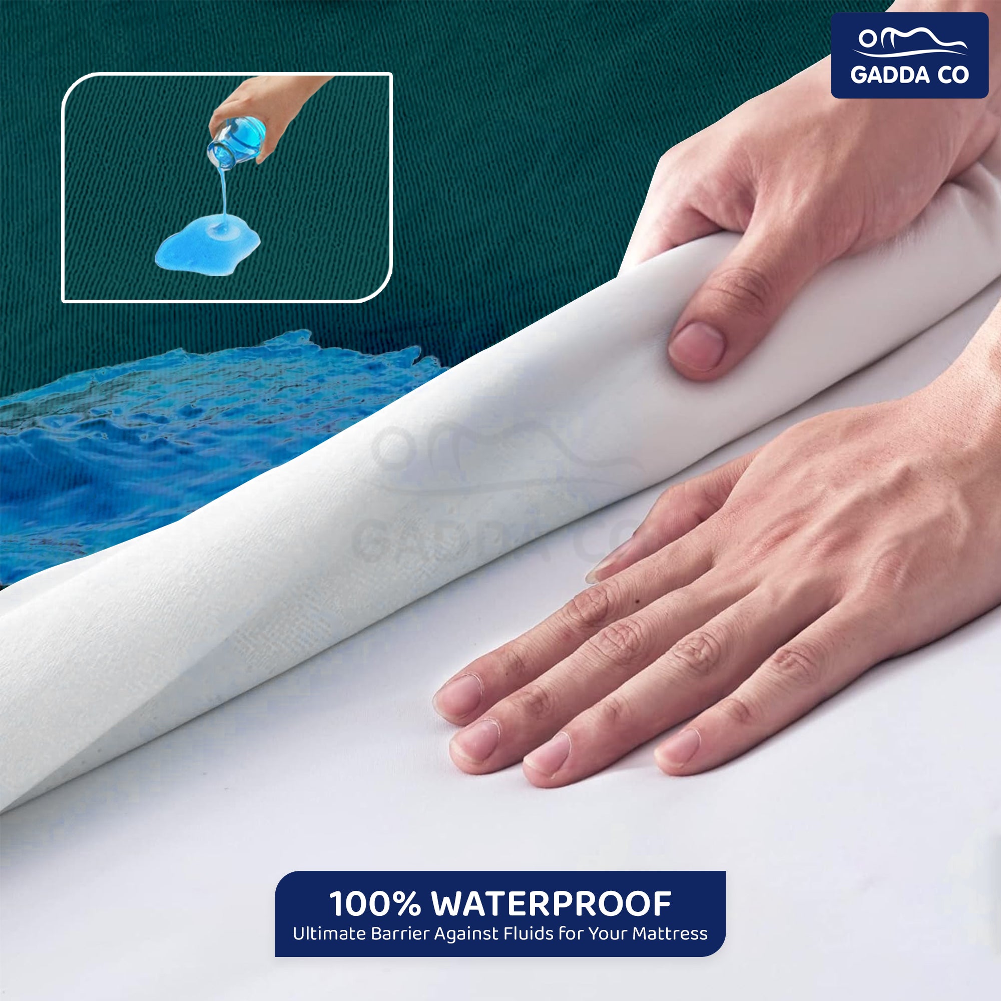 Waterproof Mattress Protector Double Bed 72x72 – Peacock | GADDA CO