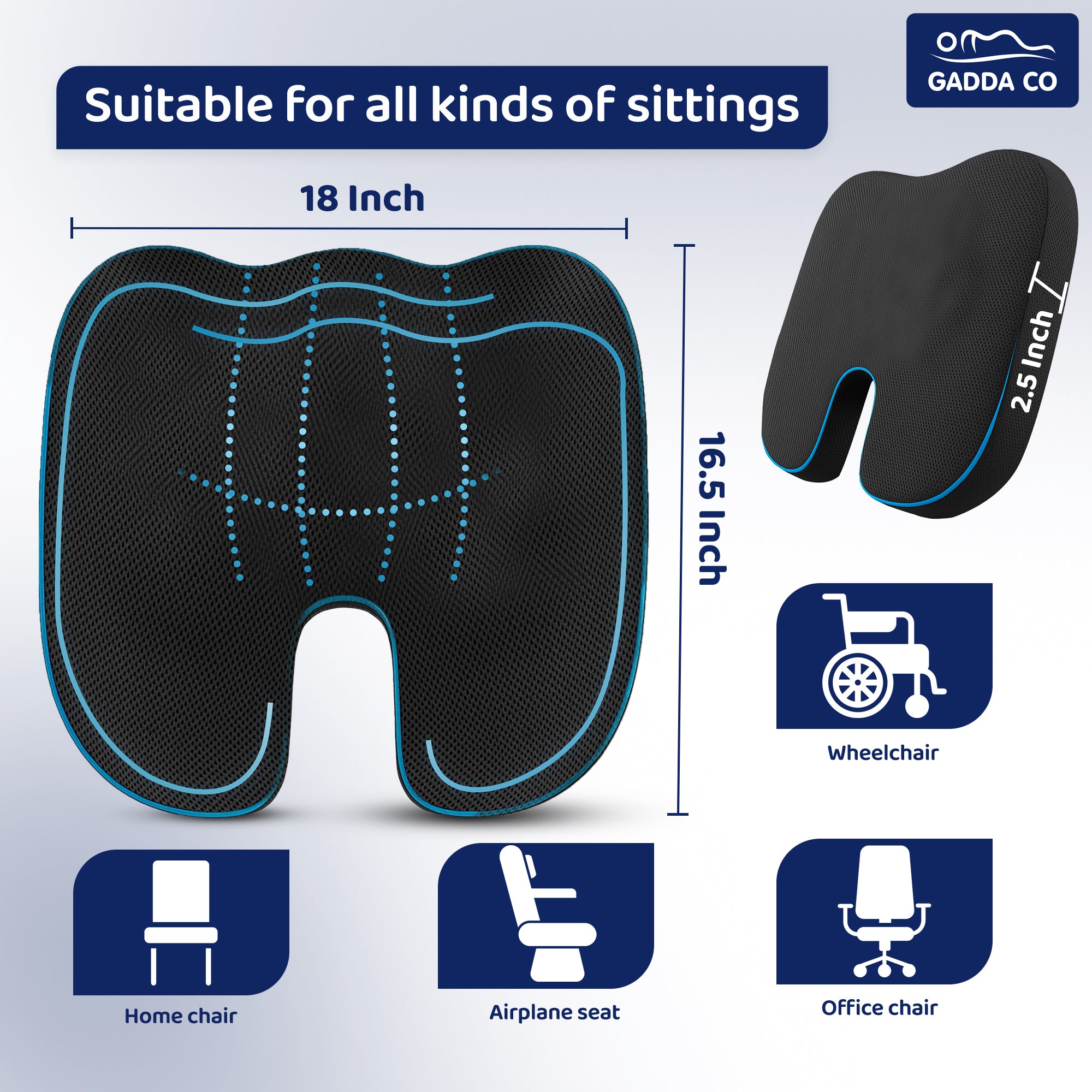 Orthopedic Memory Foam Seat Cushion | GADDA CO