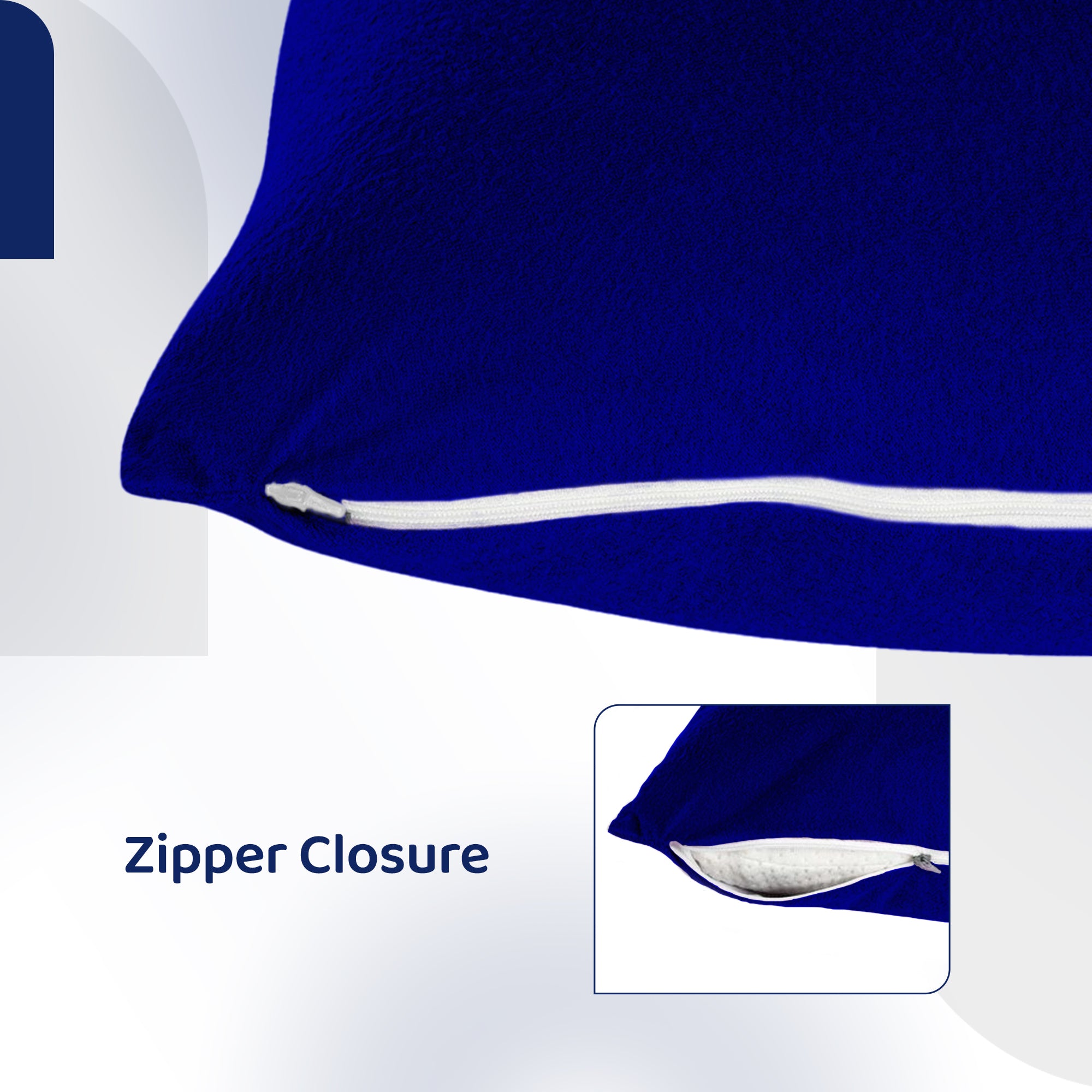 Terry Pillow Protector Cover with Zipper – Royal Blue | GADDA CO