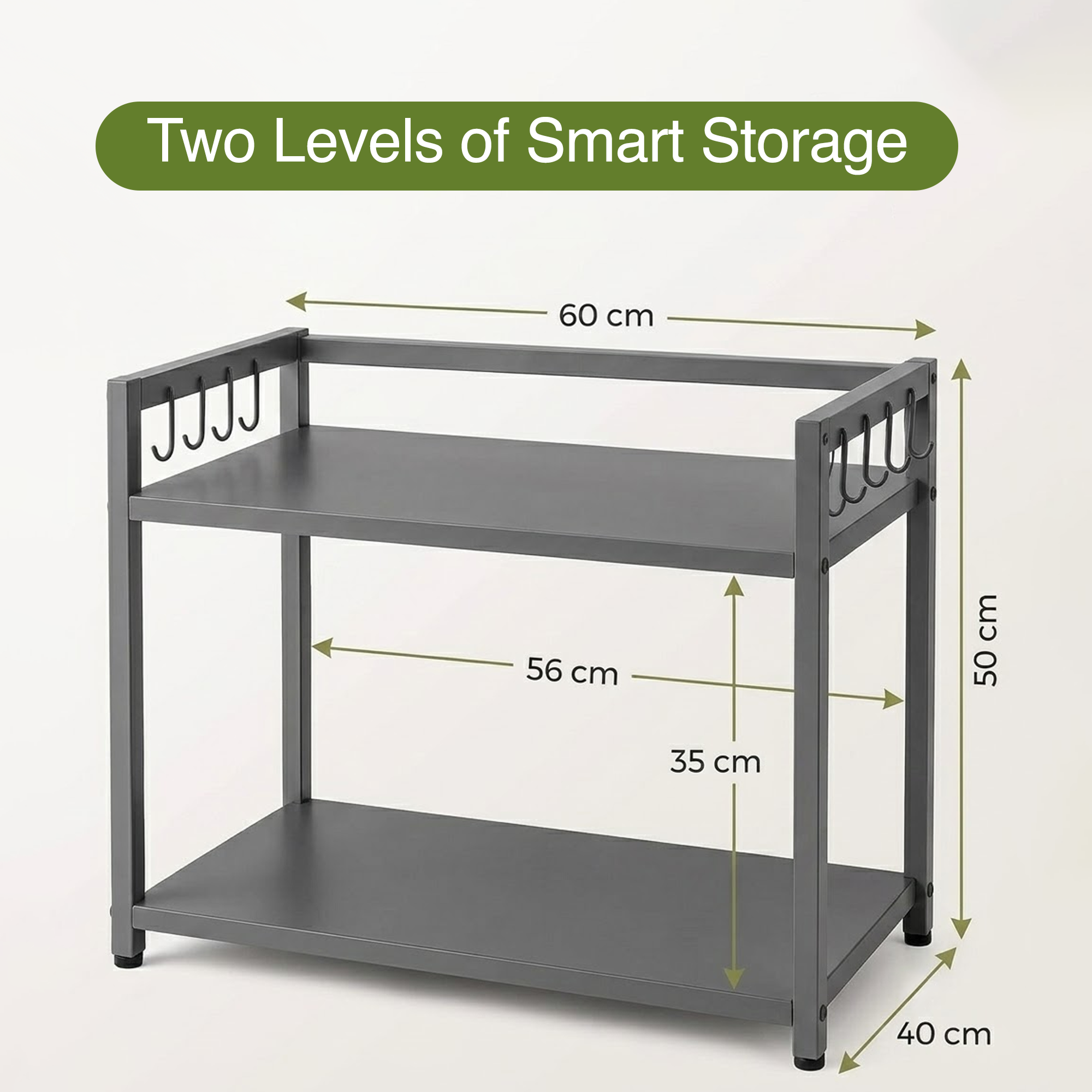 GADDA CO Metal Microwave Stand [60x40x50cm] Grey
