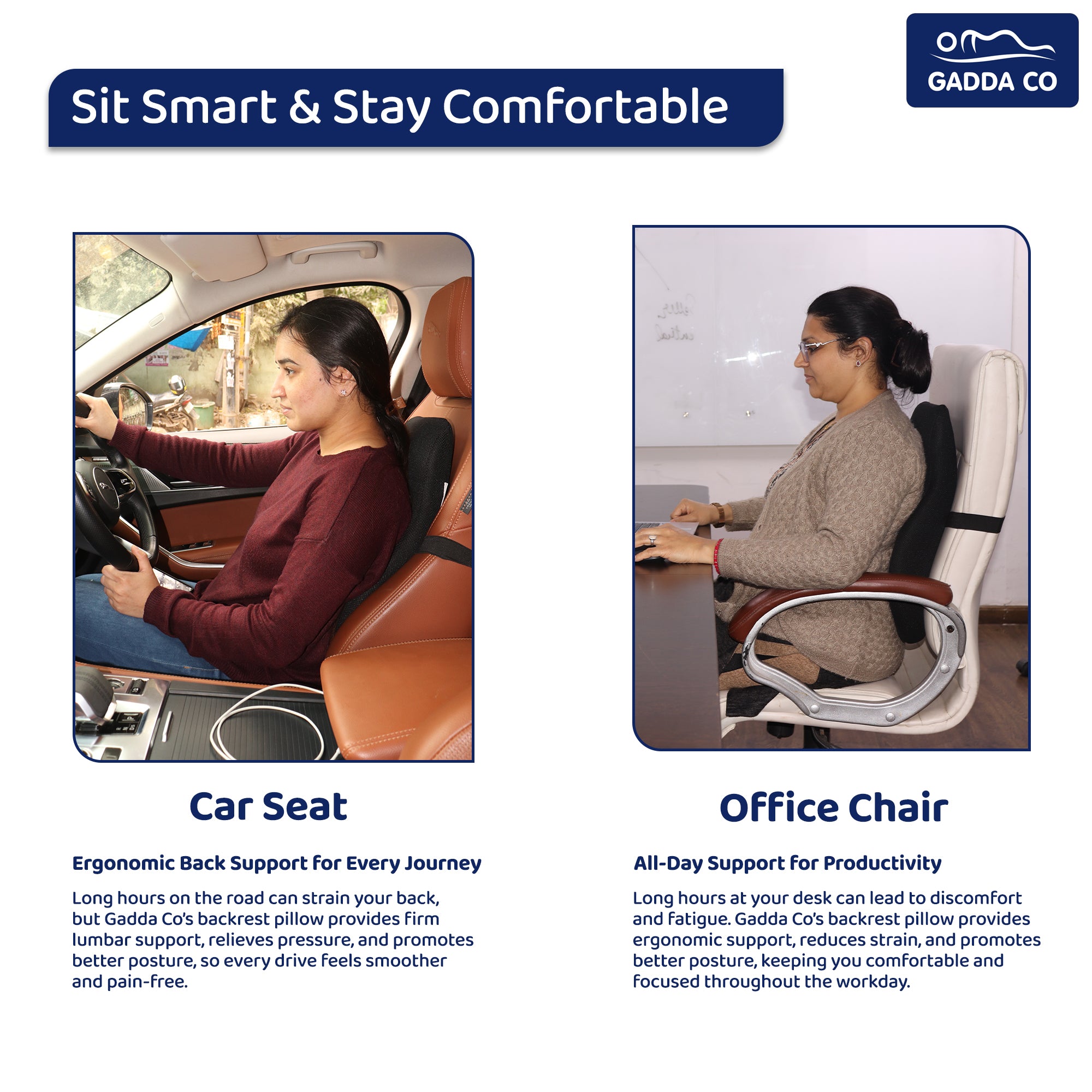 Lumbar Back Support Cushion for Car Seat | GADDA CO