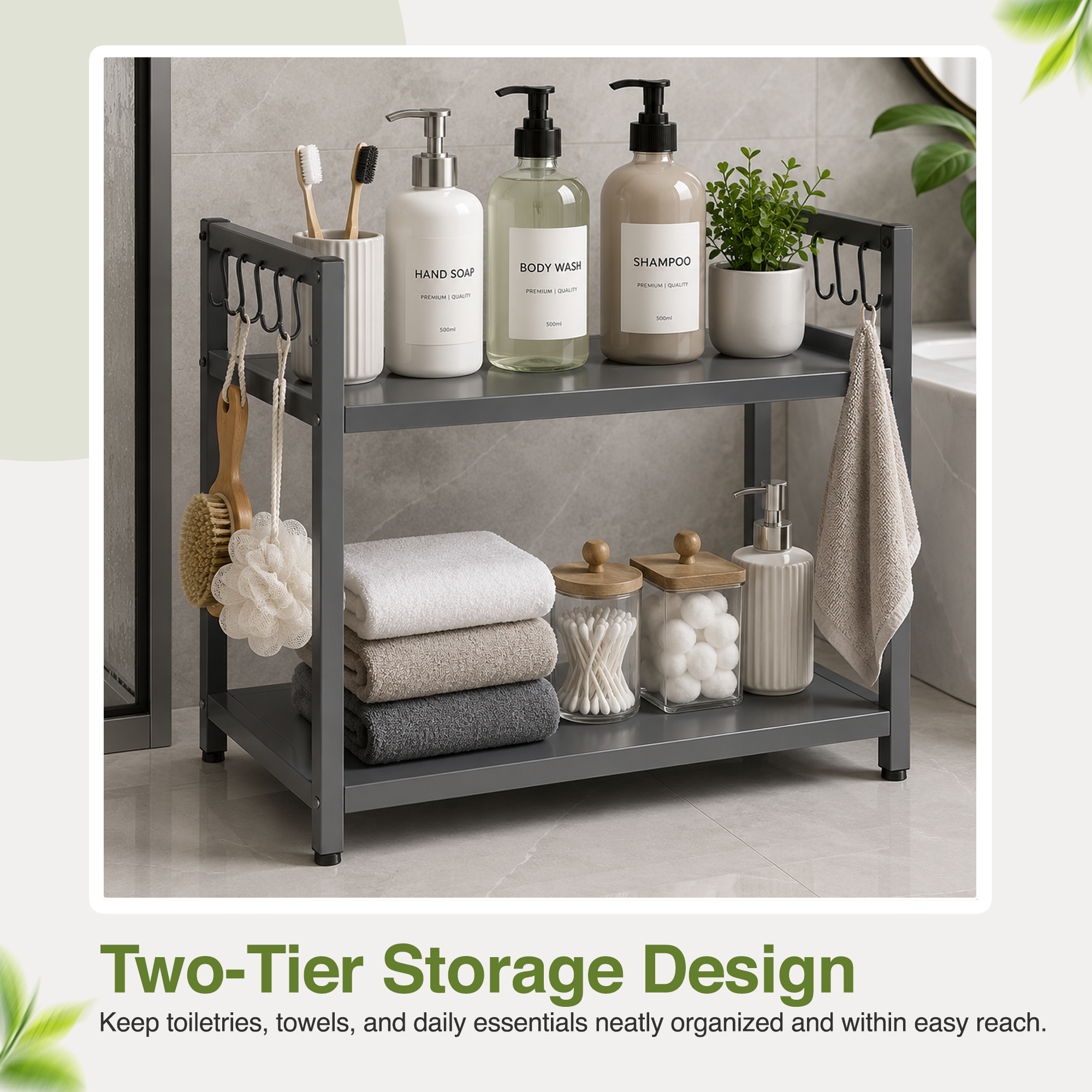GADDA CO Metal Microwave Stand [60x40x50cm] Grey