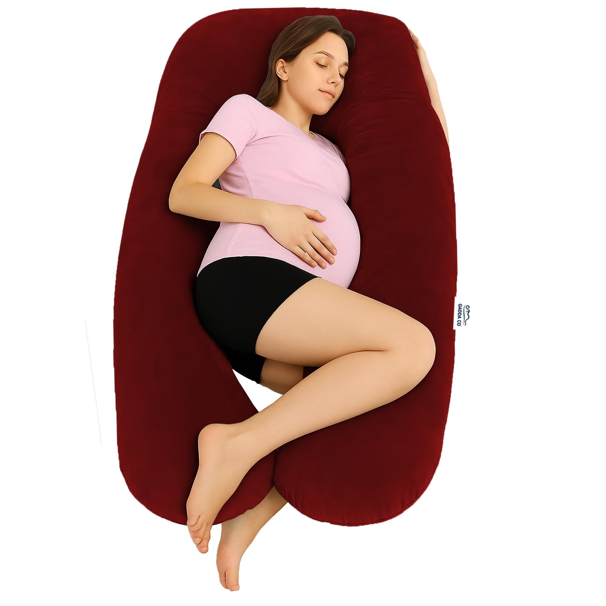 U-Shape Pregnancy Pillow Full Body Maternity Support – Maroon | GADDA CO