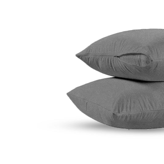 GADDA CO Waterproof Cotton Terry Pillow Protectors, Oil and Water Spill Protection Pillow Covers Standard Size | 18 X 28 Inch - Grey - Set of 2