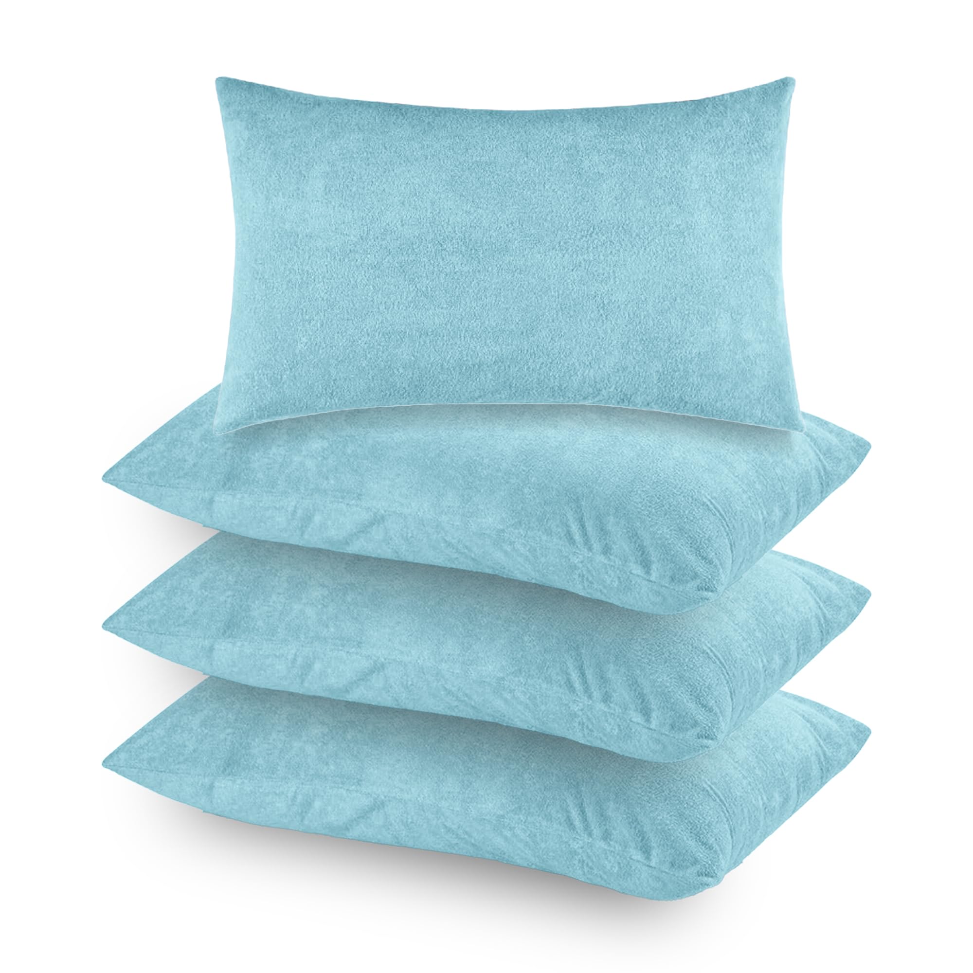 Terry Pillow Protector Cover with Zipper – Blue Set of 4 | GADDA CO