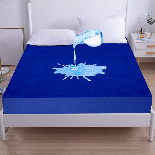 GADDA CO 100% Waterproof Mattress Protector, Cotton Feel Mattress Bed Topper with Protector, Breathable Hypoallergenic Mattress Bed Cover - 72 X 84 Inch, 6 X 7 Feet – King Size Bed – Royal Blue