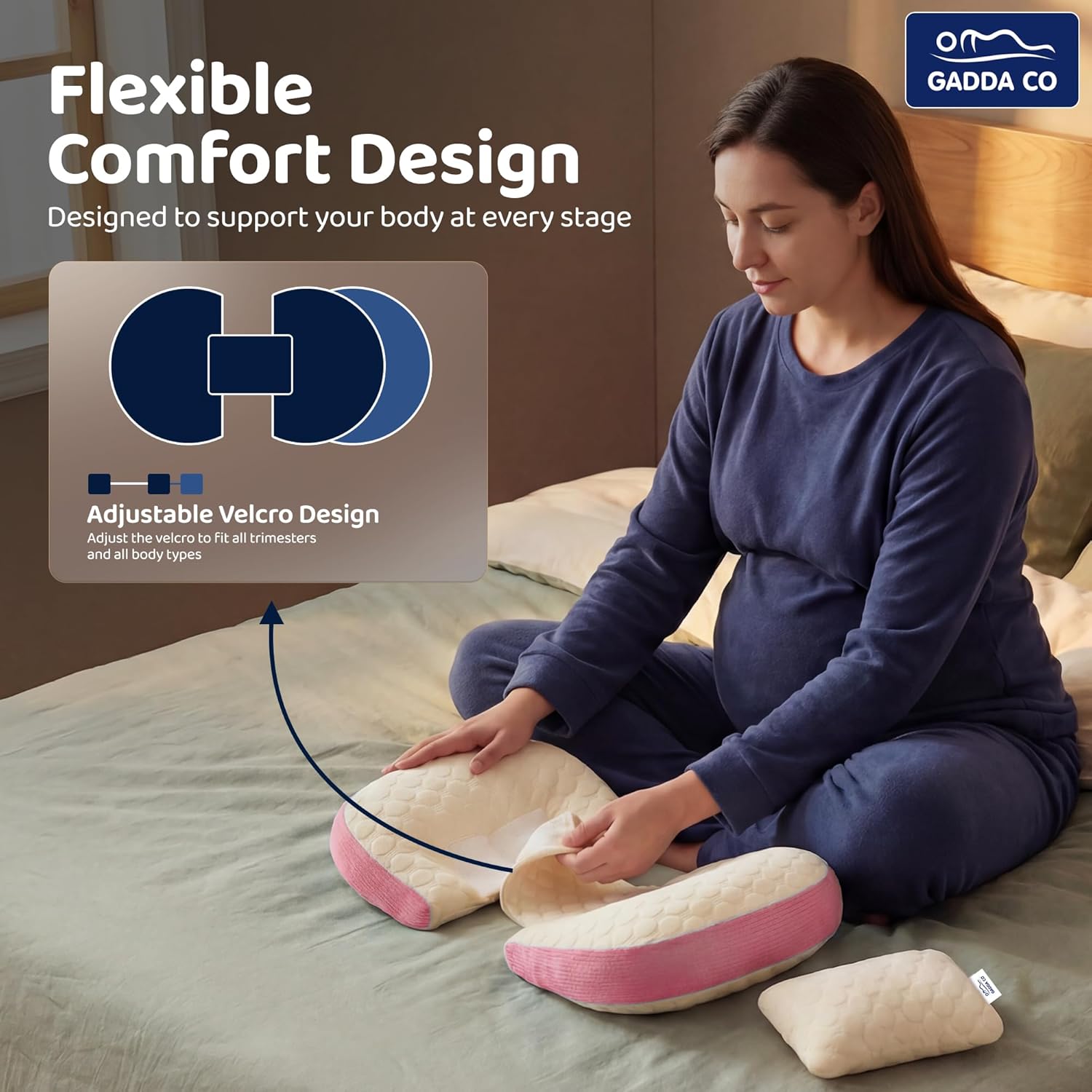 H-Shape Pregnancy Pillow — Pink | Back, Belly & Leg Support | Gadda Co