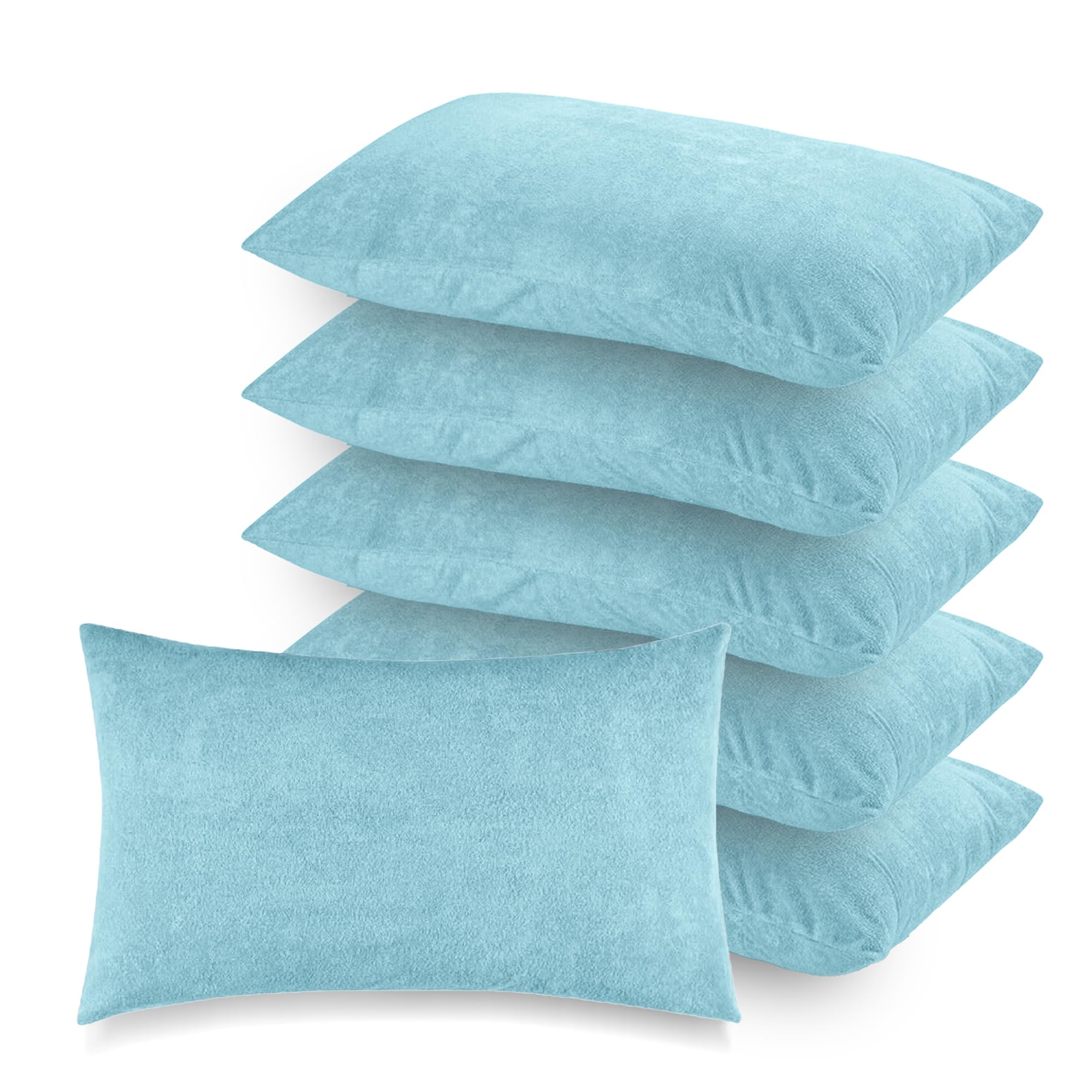 Terry Pillow Protector Cover with Zipper – Blue Set of 6 | GADDA CO