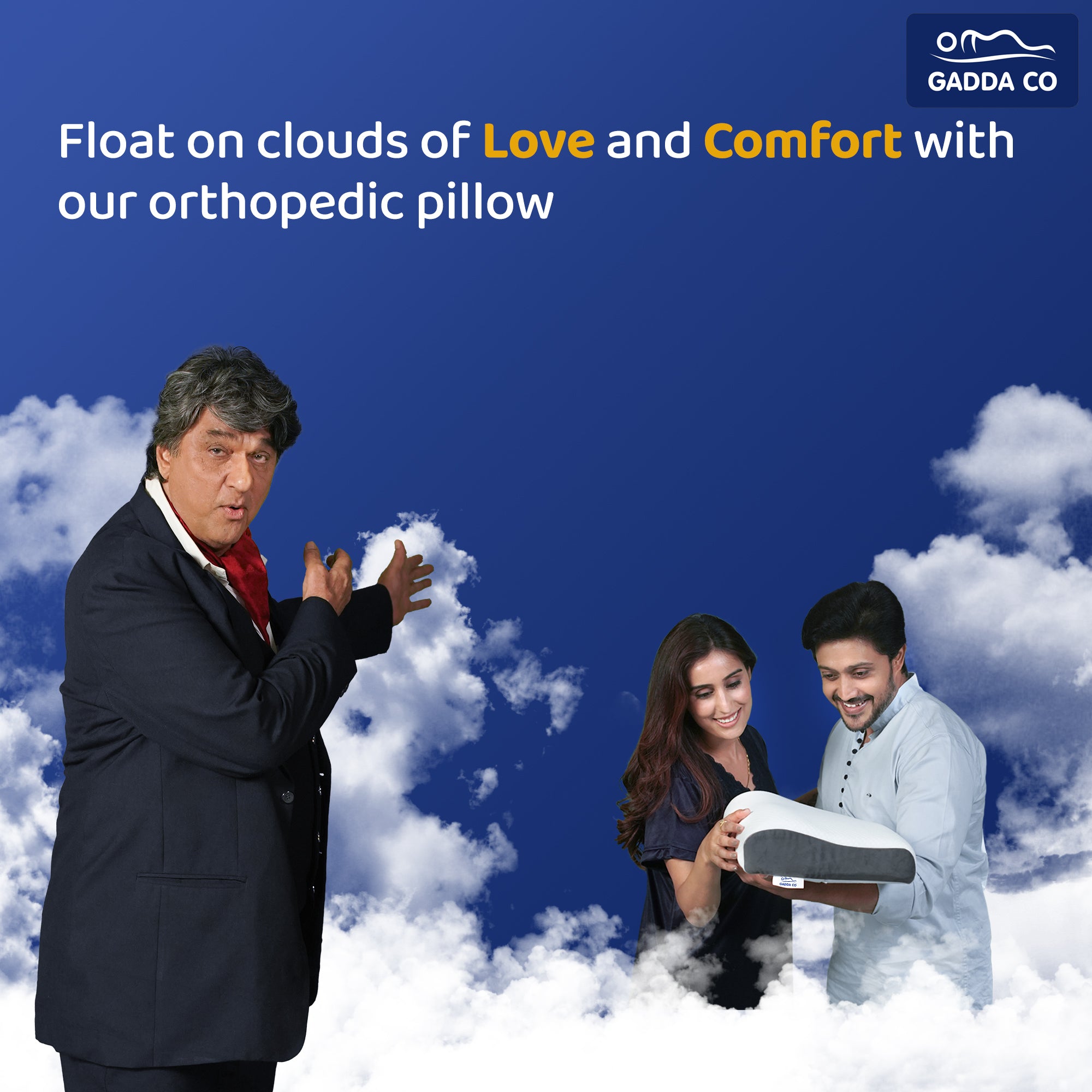 Memory Foam Cervical Contour Pillow – White/Grey | GADDA CO