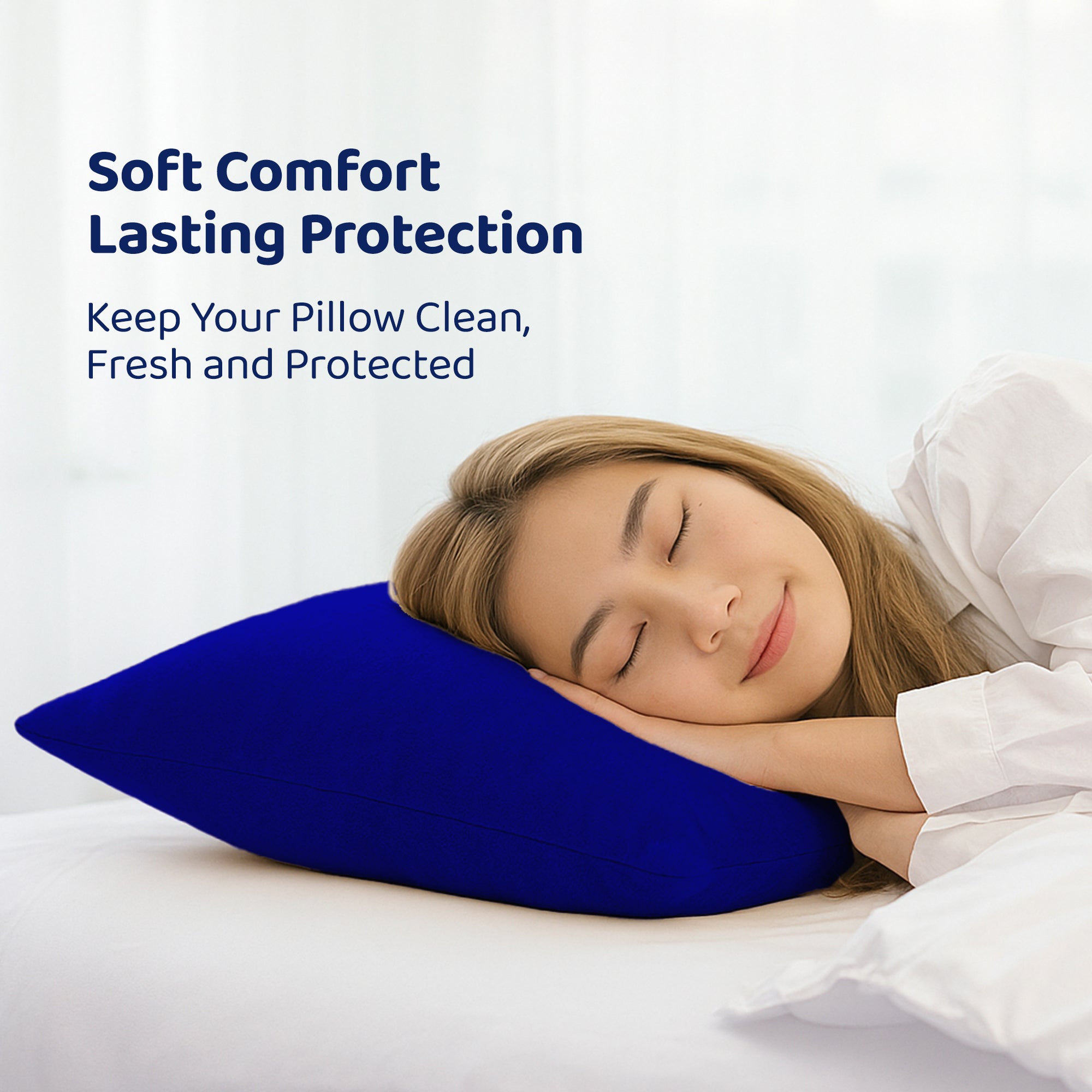 Terry Pillow Protector Cover with Zipper – Royal Blue Set of 6 | GADDA CO