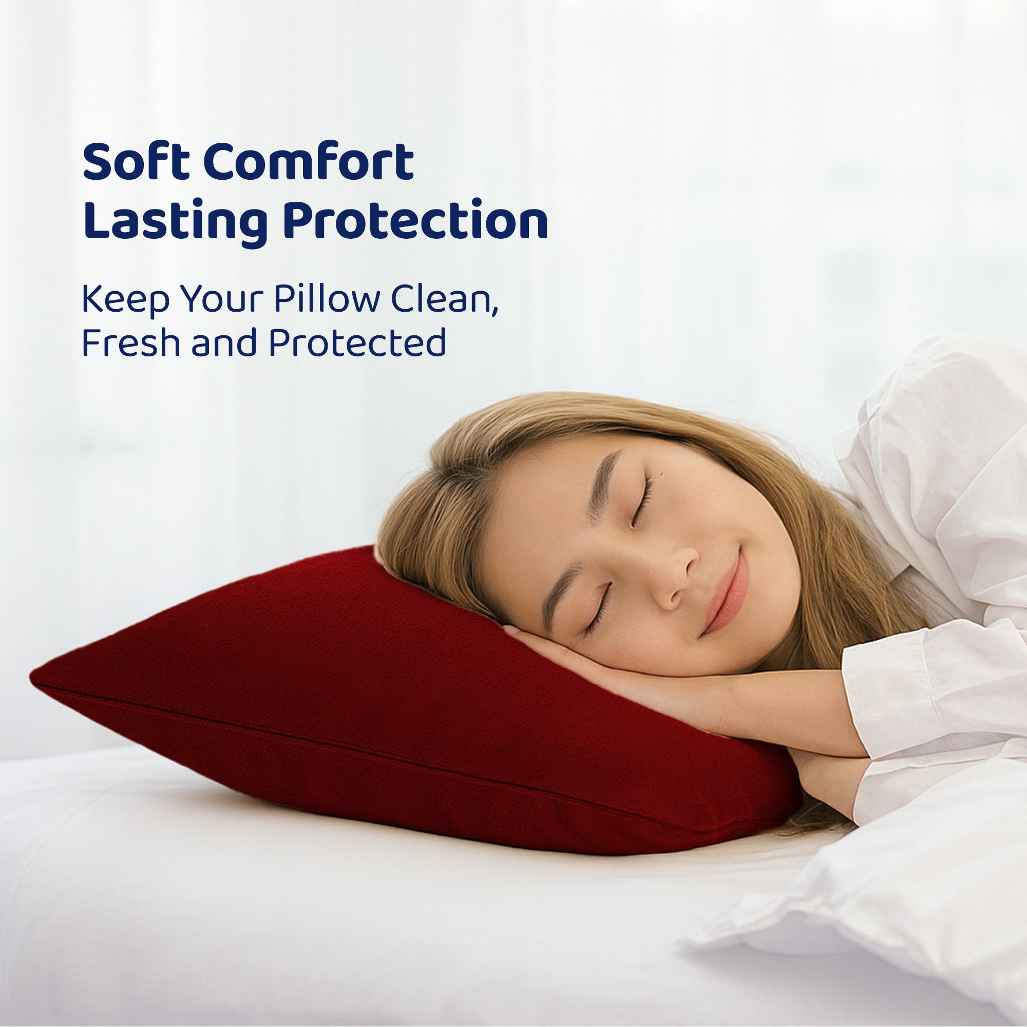 Terry Pillow Protector Cover with Zipper – Maroon Set of 2 | GADDA CO