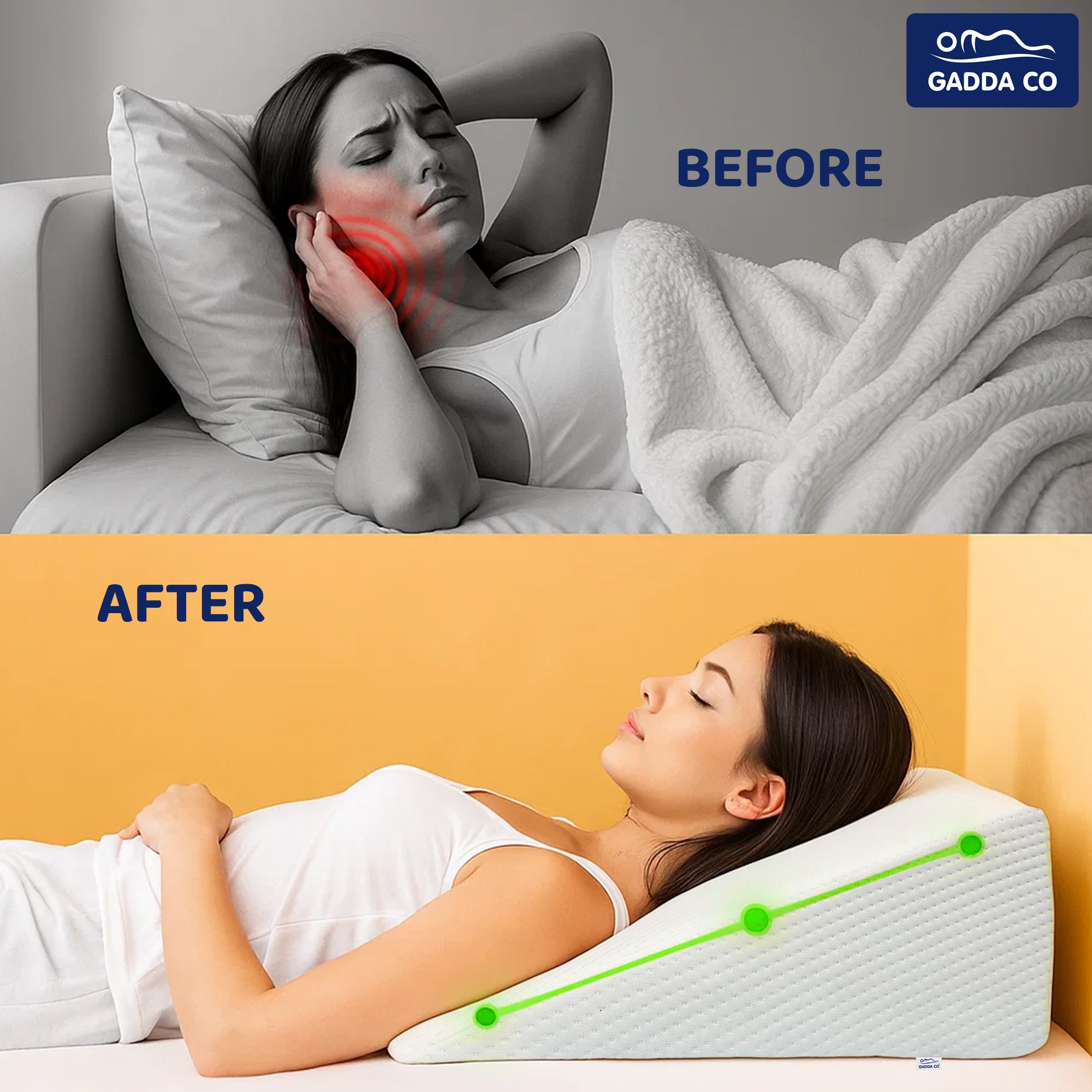 Orthopedic Wedge Pillow for Sleeping | GADDA CO